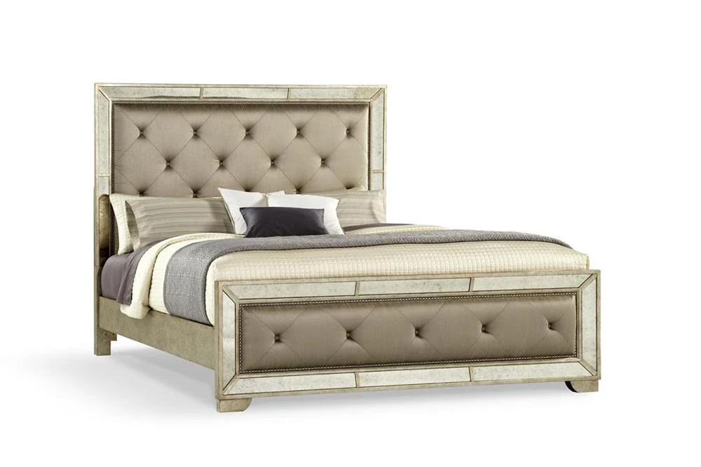 Pulaski Farrah California King Panel Bed with Tufting in Metallic