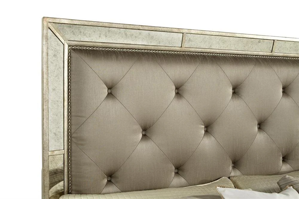 Pulaski Farrah California King Panel Bed with Tufting in Metallic - Image 2