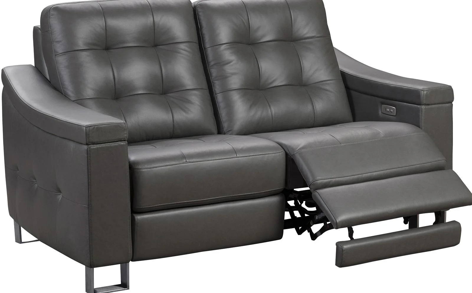 Pulaski Parker Leather Reclining Loveseat in Supple Gray - Image 2