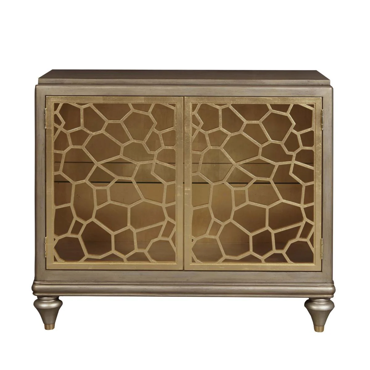 Pulaski Two Door Accent Chest with Pierced Gold Leaf Doors