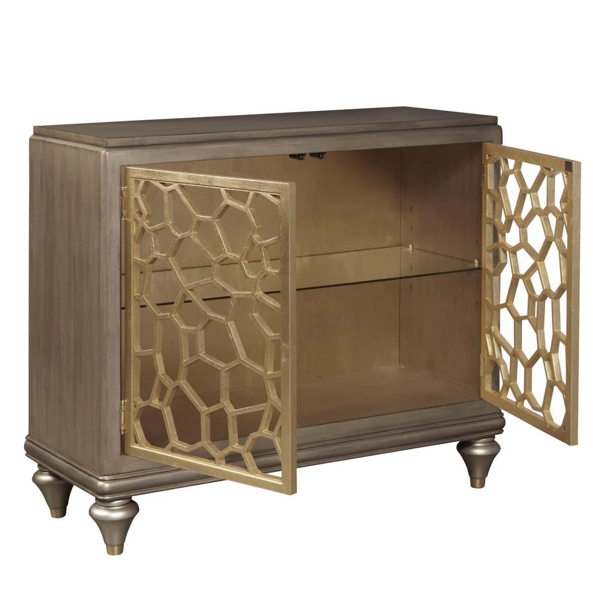 Pulaski Two Door Accent Chest with Pierced Gold Leaf Doors - Image 3