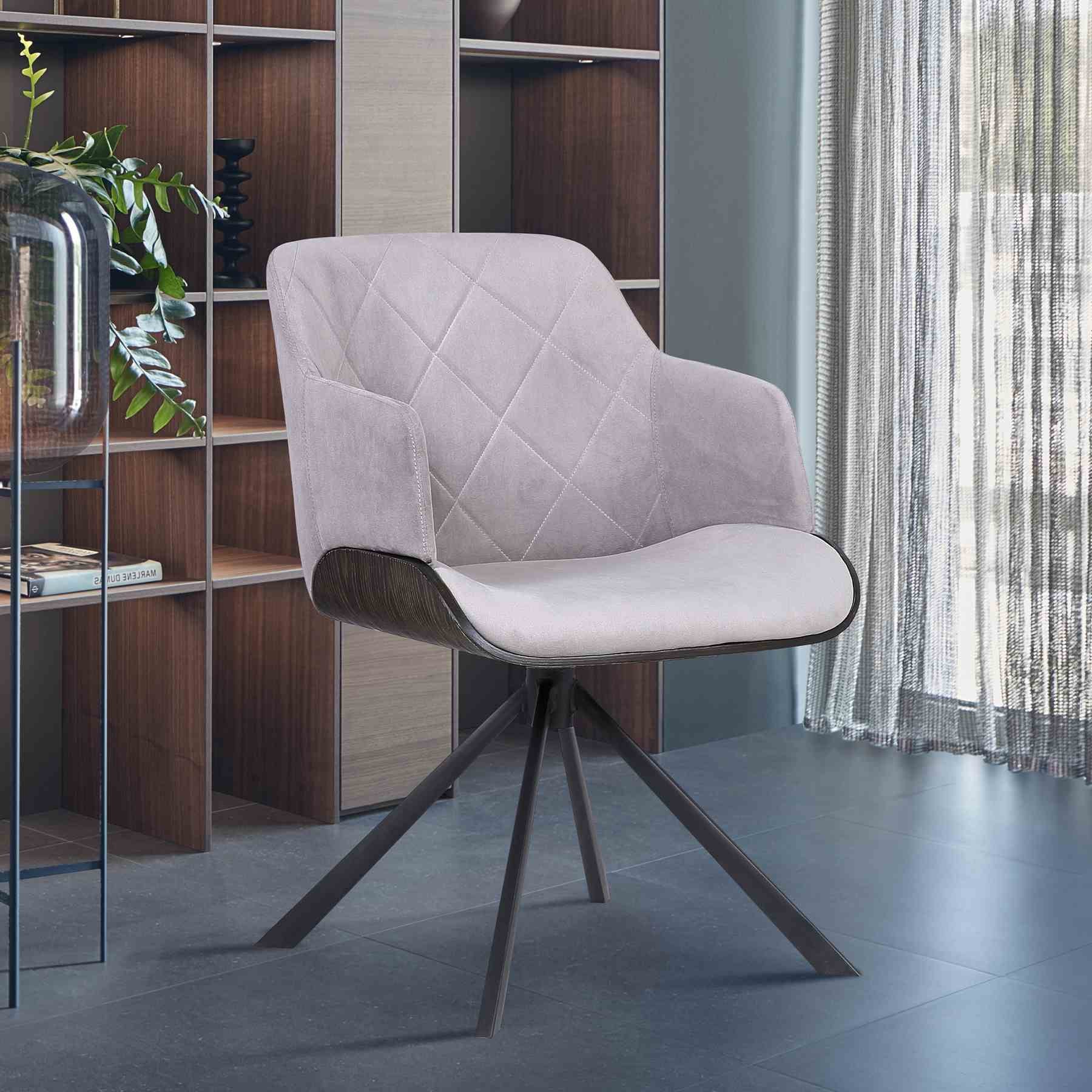 Puma Contemporary Dining Chair in Black Powder Coated Finish with Gray Velvet and Black Brushed Wood Finish - Image 6