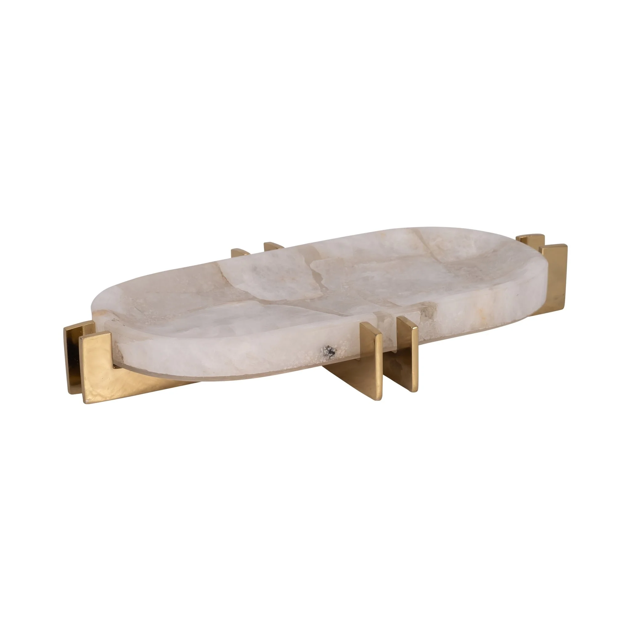 Quartz, 14" White Tray With Gold Details, White/go - Image 3