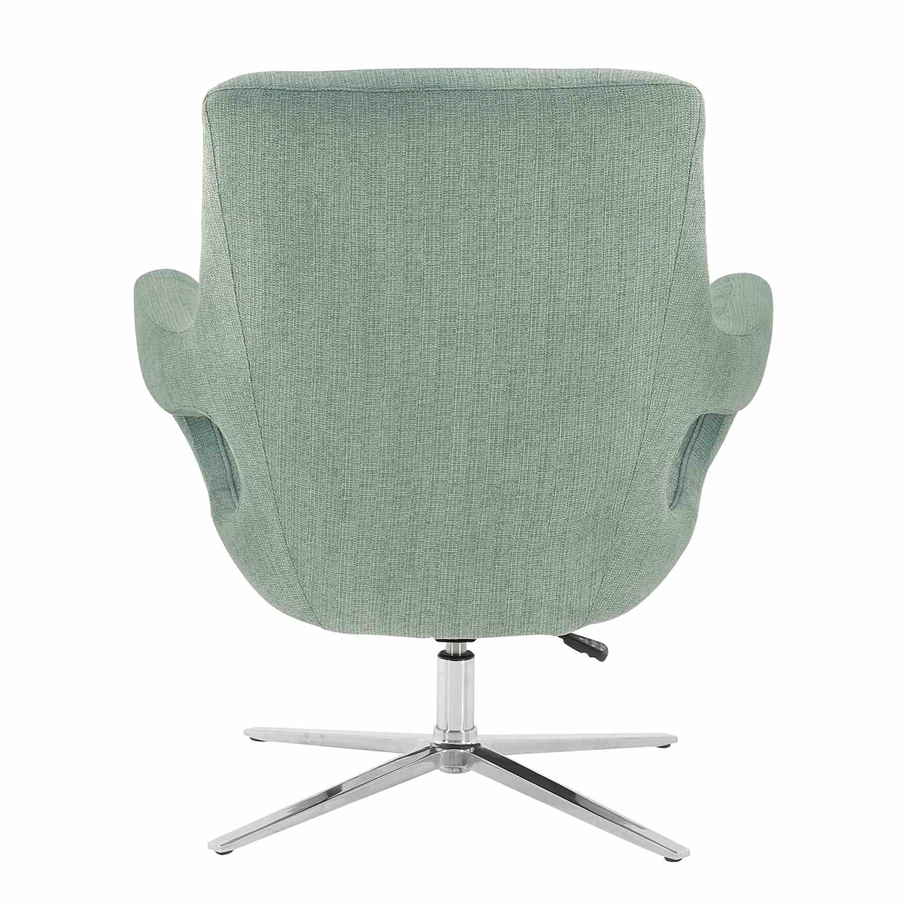 Quinn Contemporary Adjustable Swivel Accent Chair in Polished Steel Finish with Spa Blue Fabric - Image 3