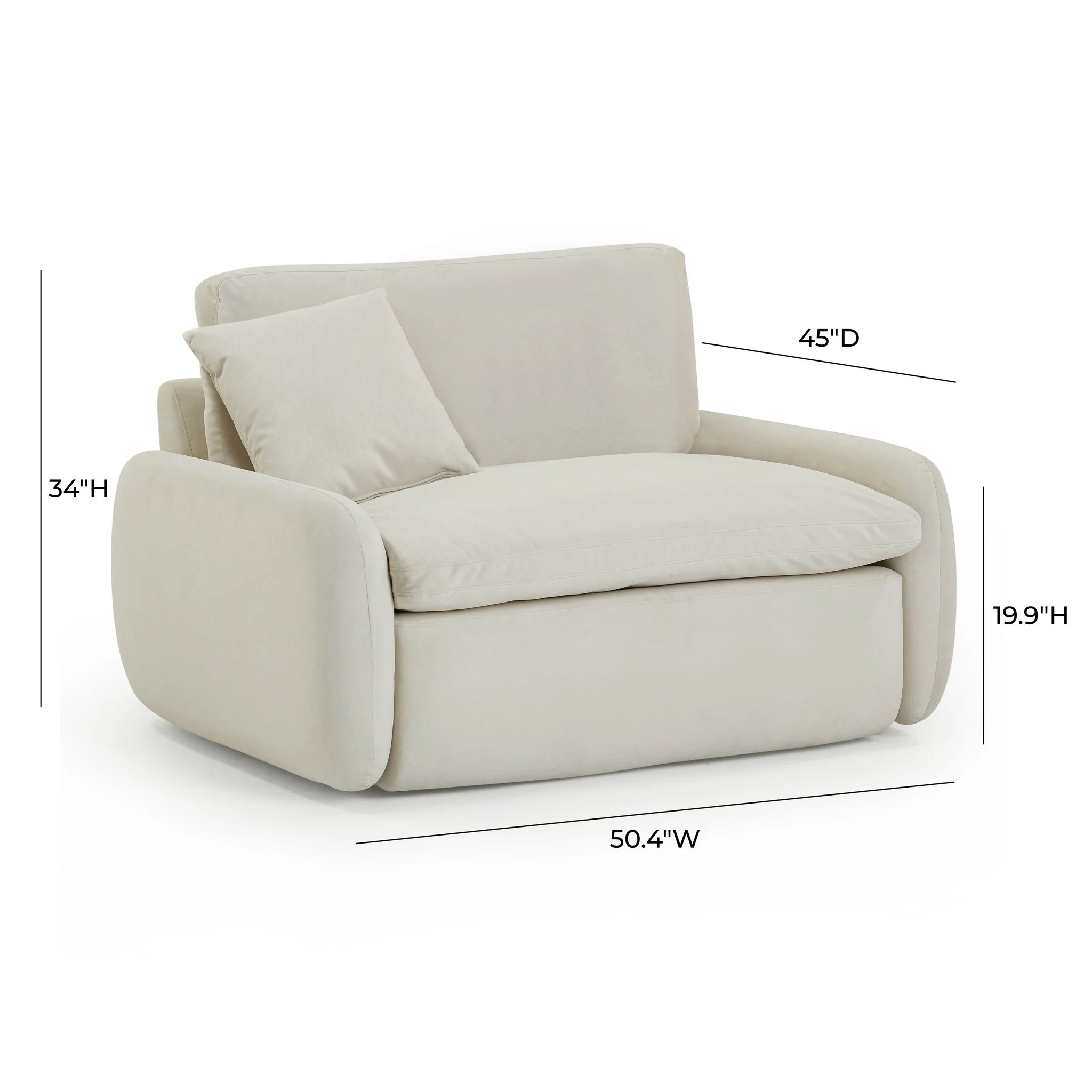 Rachelle Cream Velvet Lounge Chair - Image 7