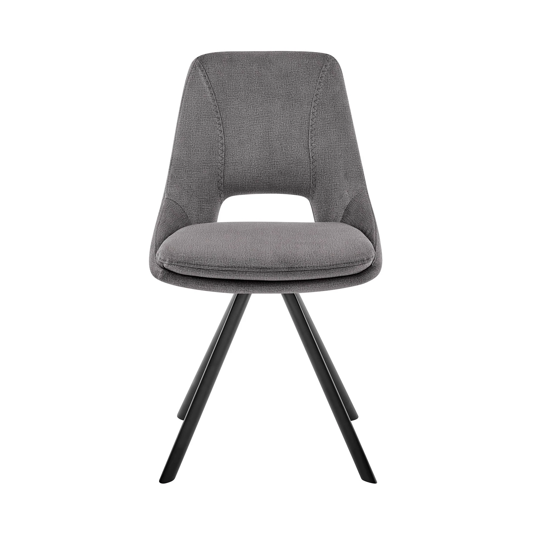 Radford and Lexi 5 Piece Modern Rectangular Dining Set in Black Melamine Wood and Gray Fabric - Image 2