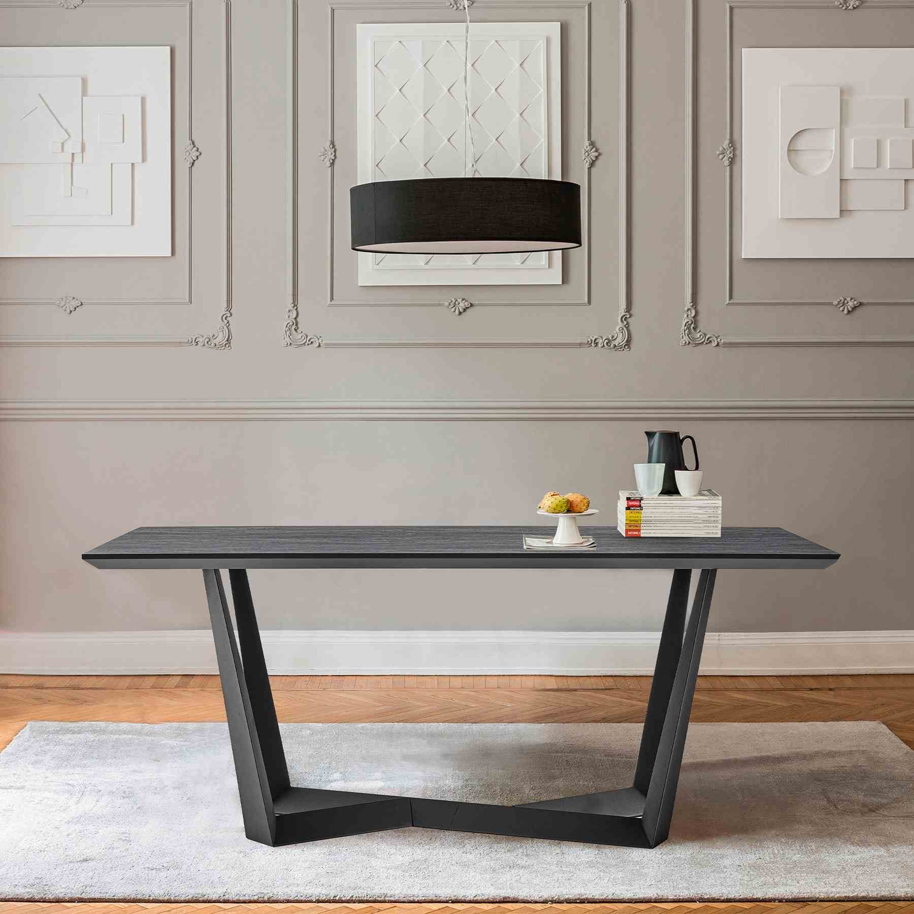Radford Dark Gray Rectangular Dining Table with Black Finish - Image 6