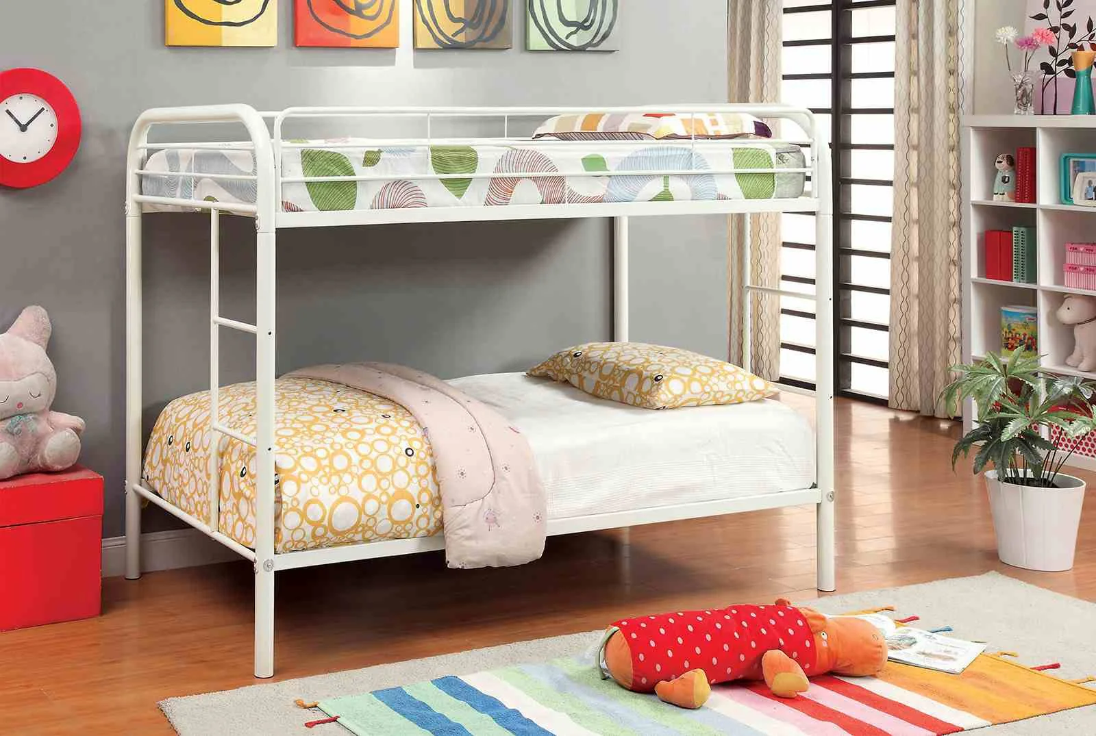 Rainbow Twin/Twin Bunk Bed, White