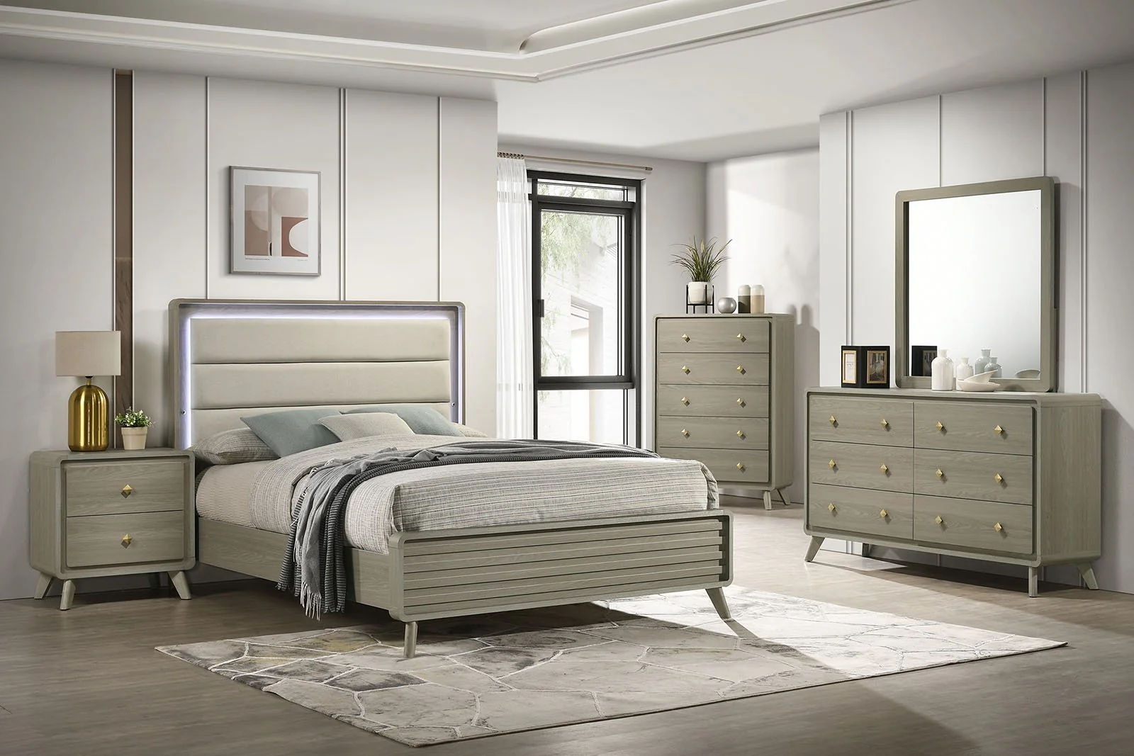 Rainier Queen Bed, Gray