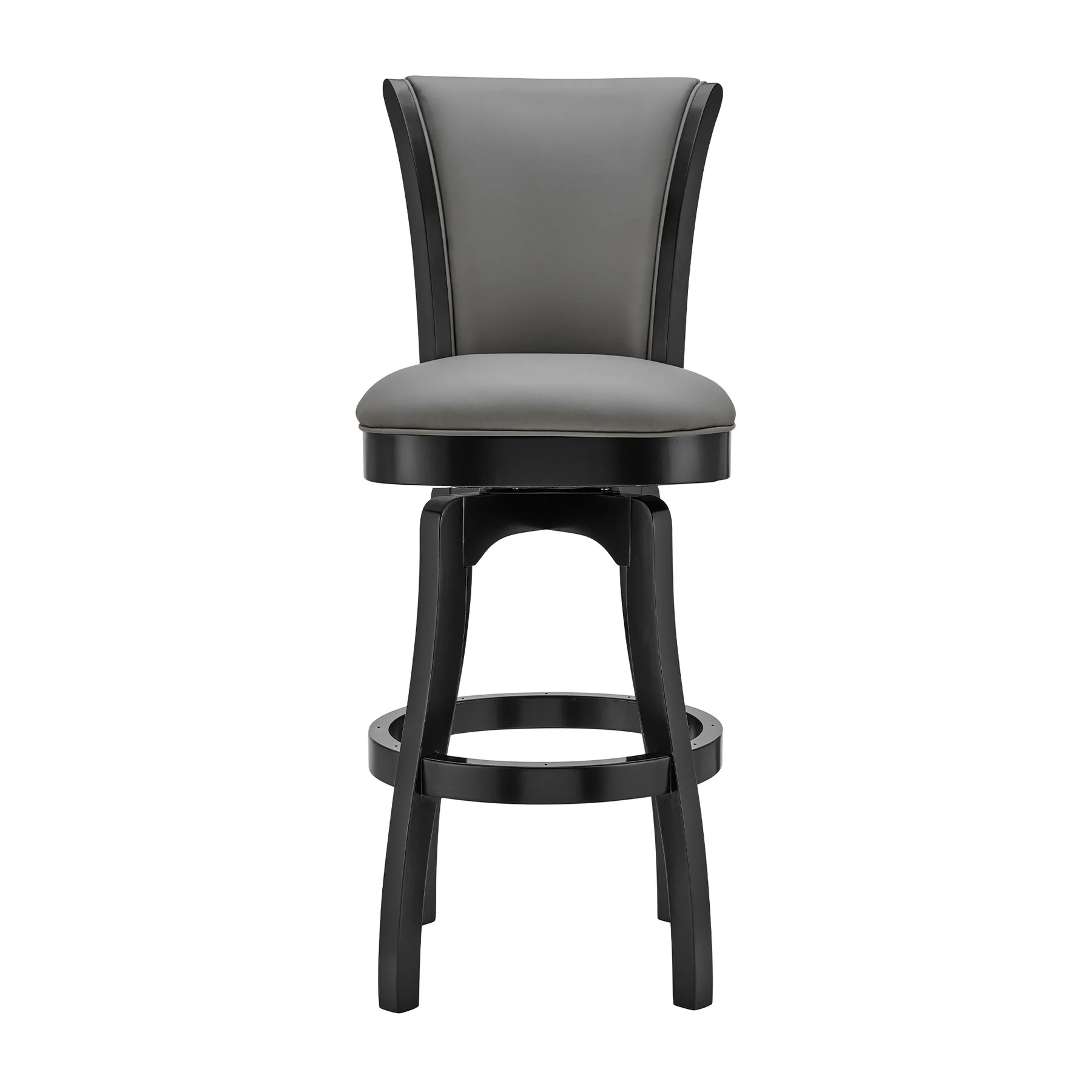 Raleigh 26" Counter Height Swivel Barstool in Black Finish and Gray Faux Leather - Image 2