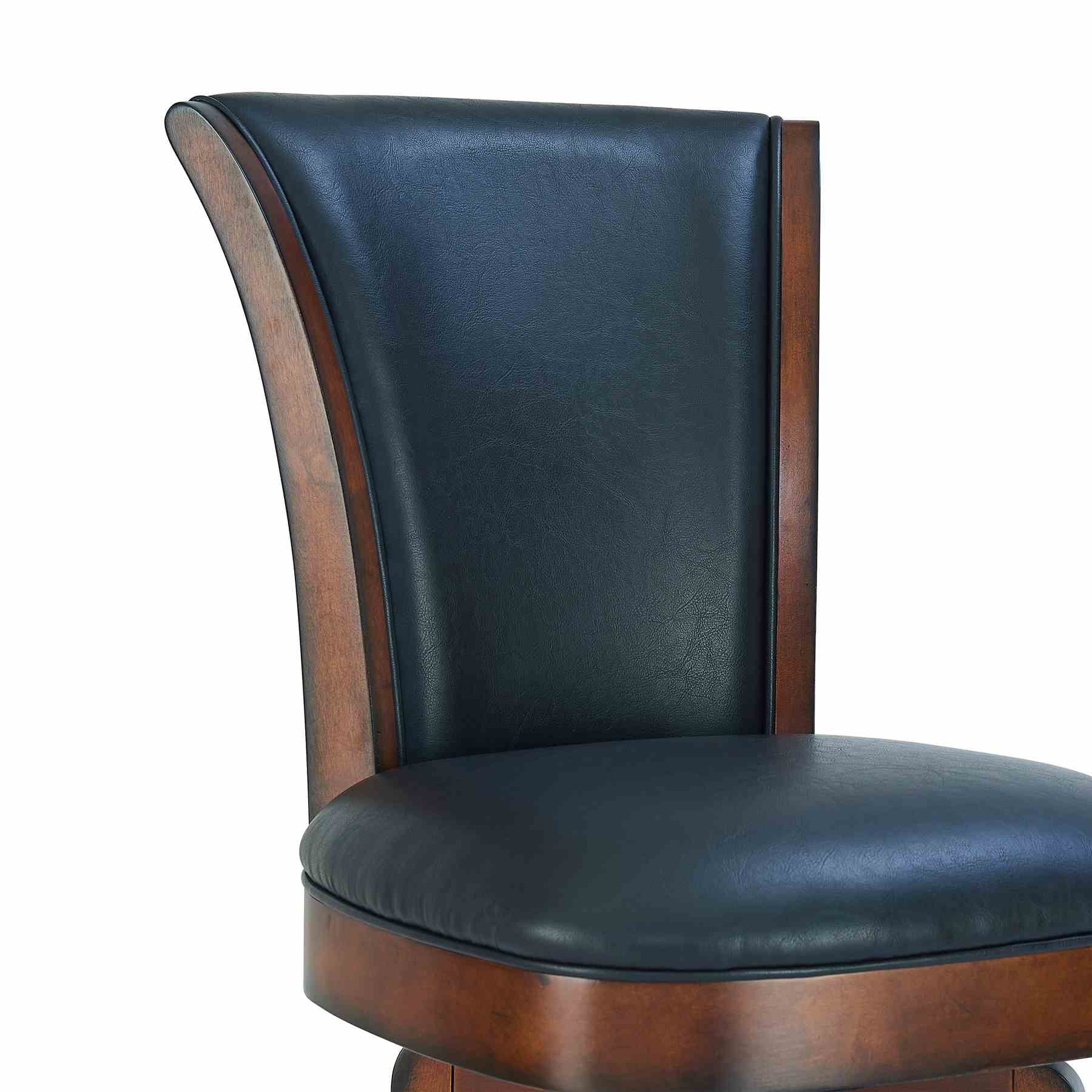 Raleigh 26" Counter Height Swivel Barstool in Rustic Cordovan Finish and Brown Bonded Leather - Image 4