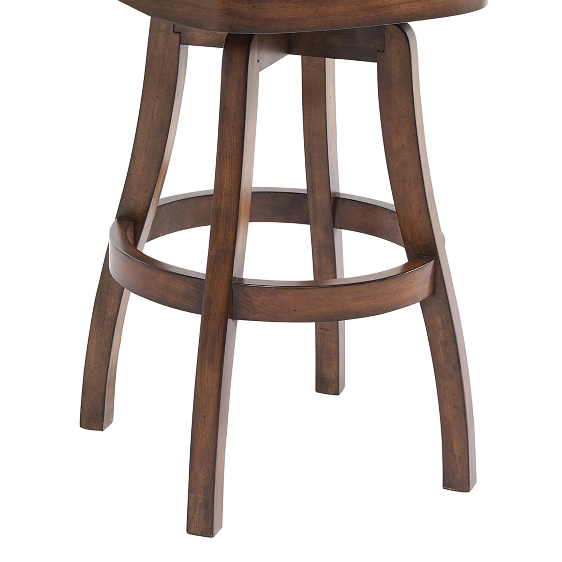 Raleigh 30" Bar Height Swivel Wood Barstool in Chestnut Finish and Kahlua Faux Leather - Image 5