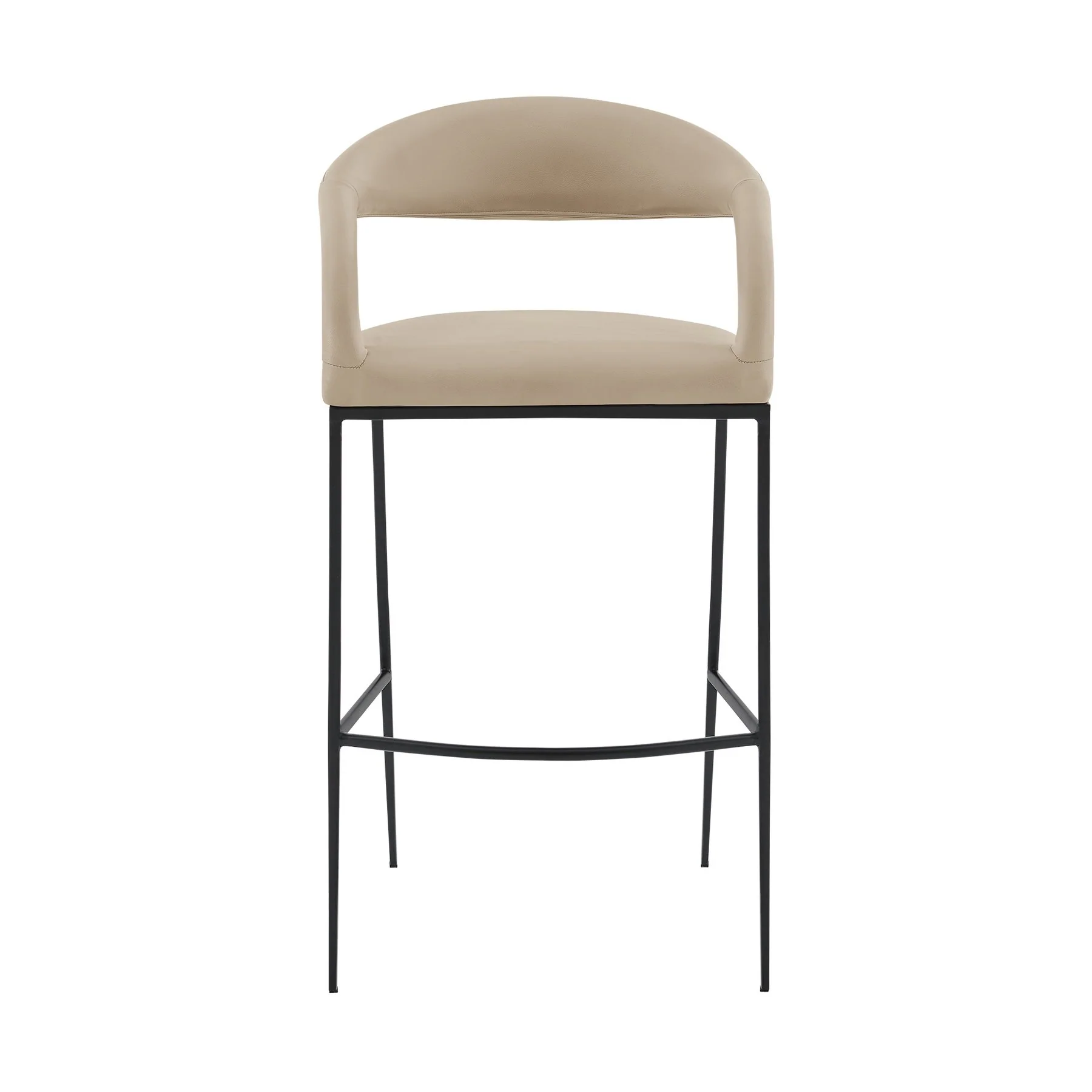 Ramona 26" Counter Stool with Matte Black Iron and Beige Faux Leather - Image 2