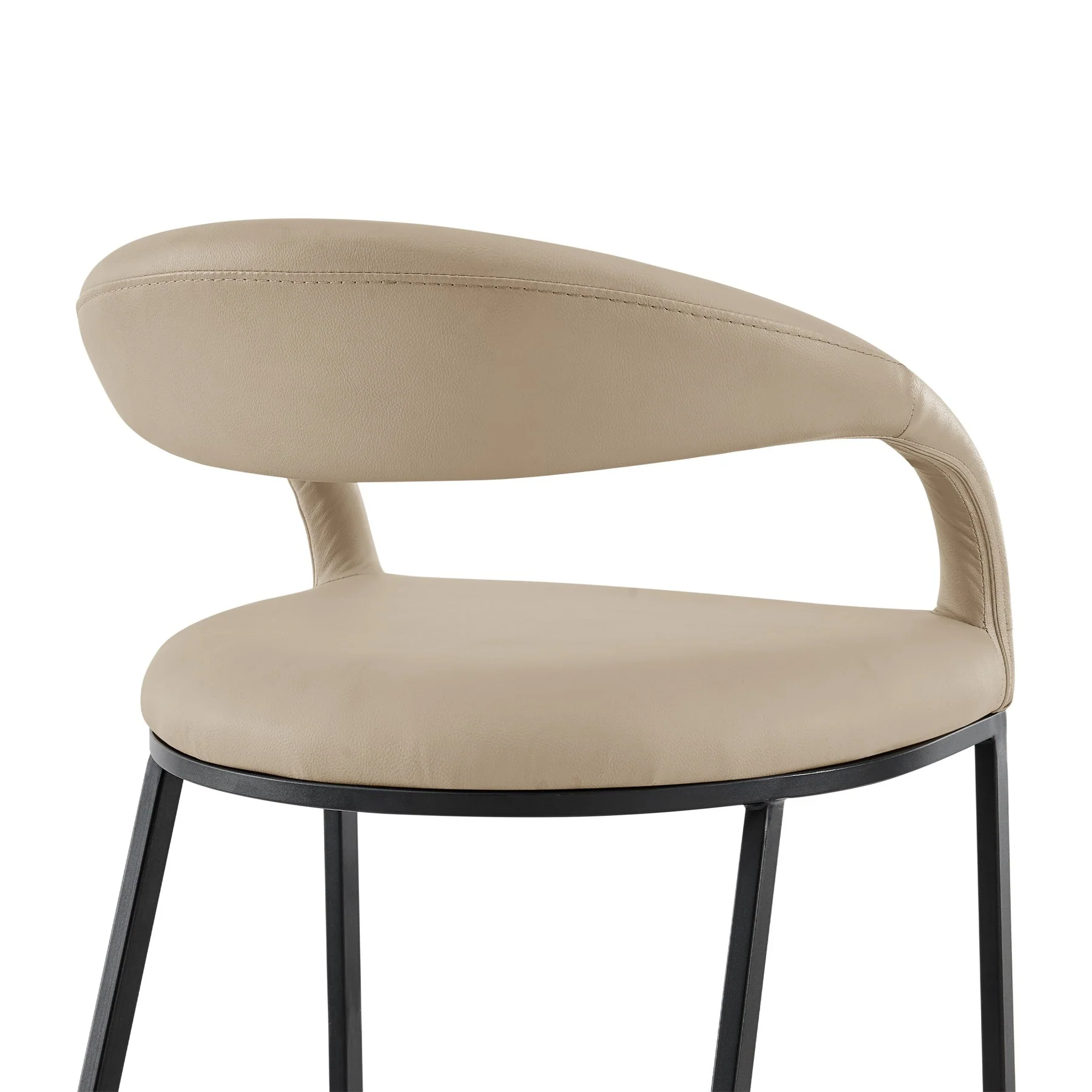 Ramona 30" Bar Stool with Matte Black Iron and Beige Faux Leather - Image 5