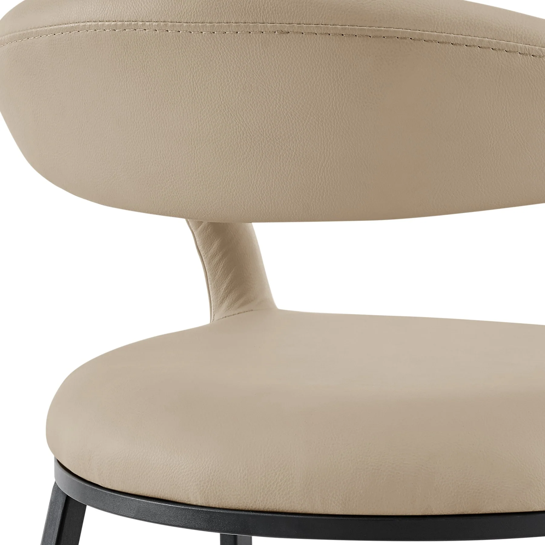 Ramona 30" Bar Stool with Matte Black Iron and Beige Faux Leather - Image 7