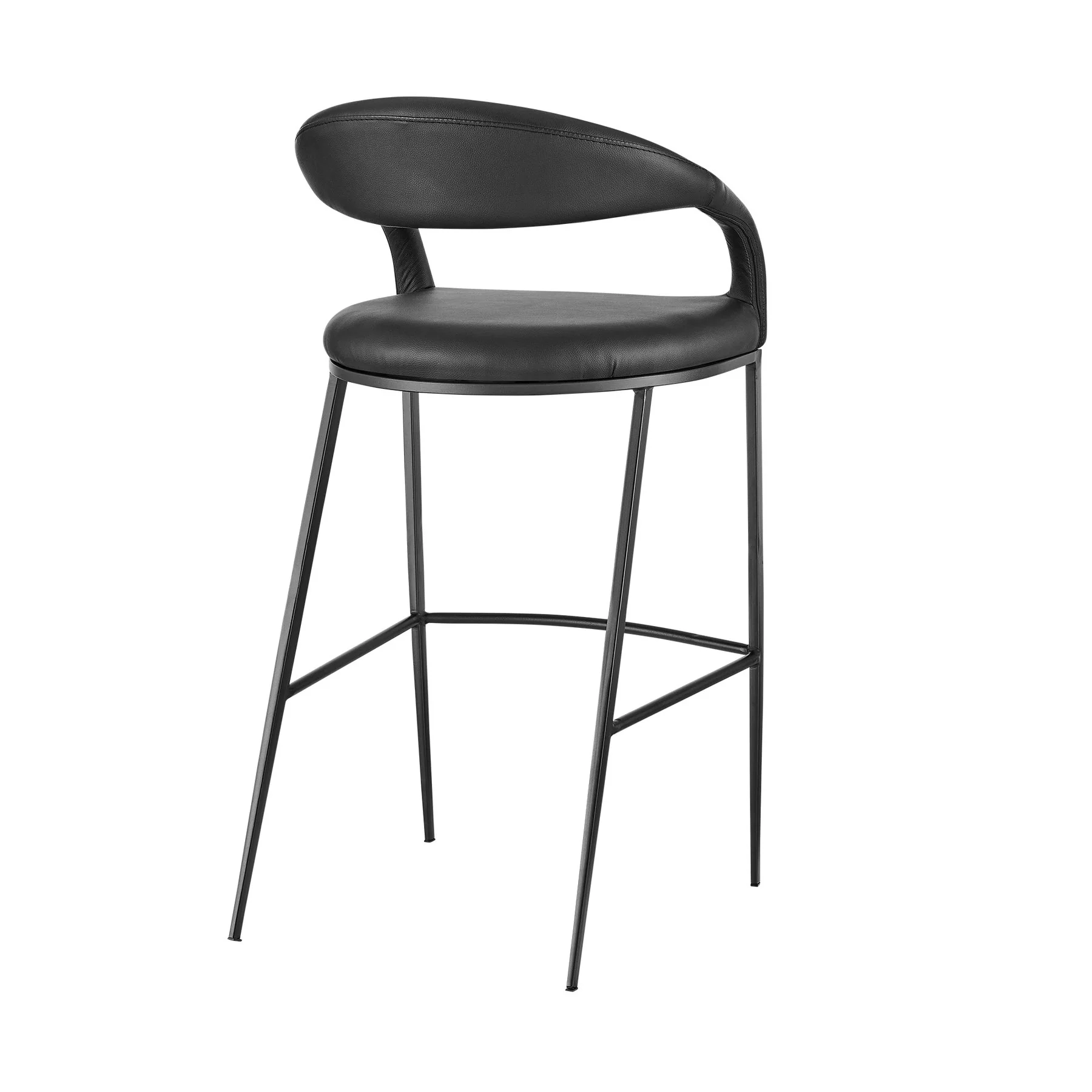 Ramona 30" Bar Stool with Matte Black Iron and Black Faux Leather - Image 3