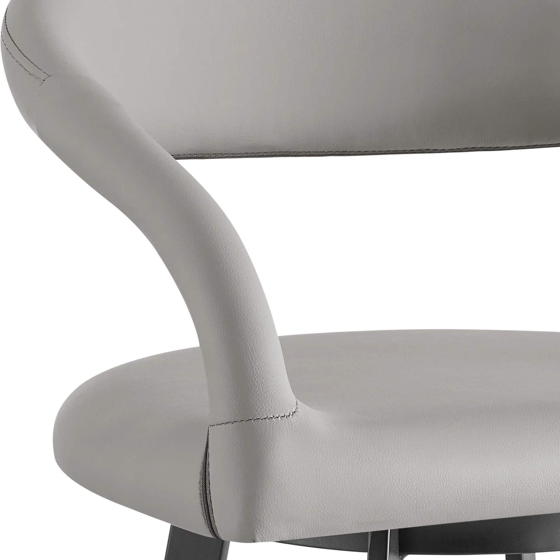 Ramona 30" Swivel Bar Stool with Matte Black Iron and Light Gray Faux Leather - Image 6