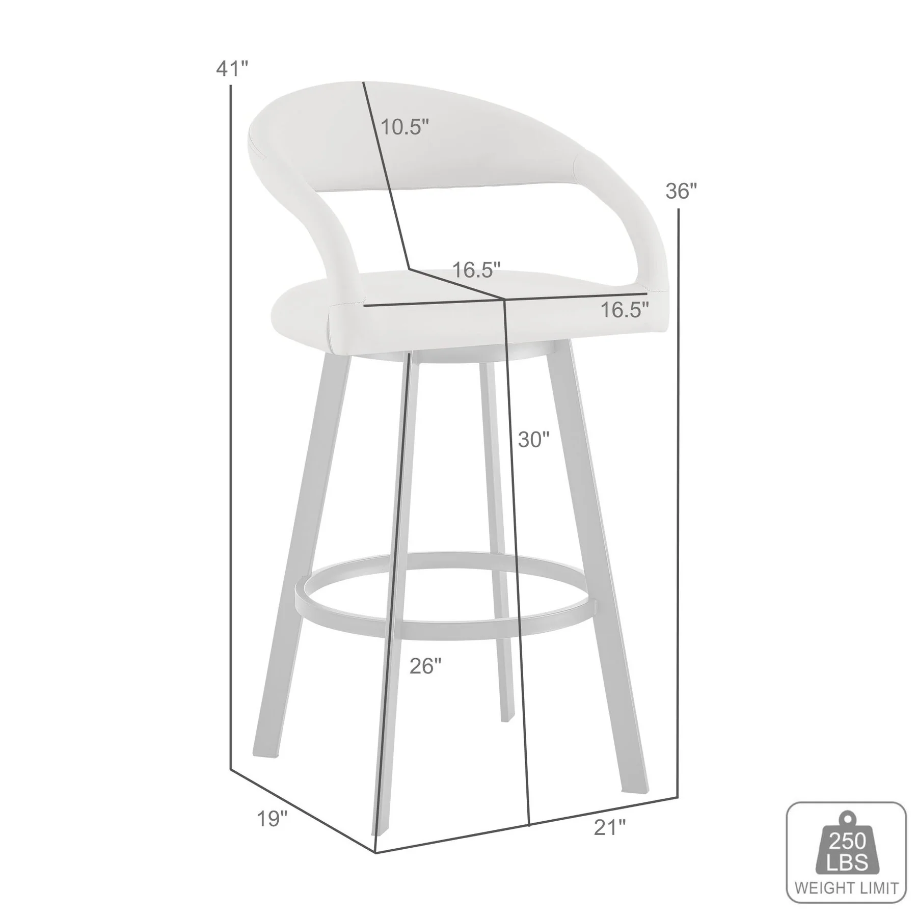 Ramona 30" Swivel Bar Stool with Matte Black Iron and Light Gray Faux Leather - Image 9