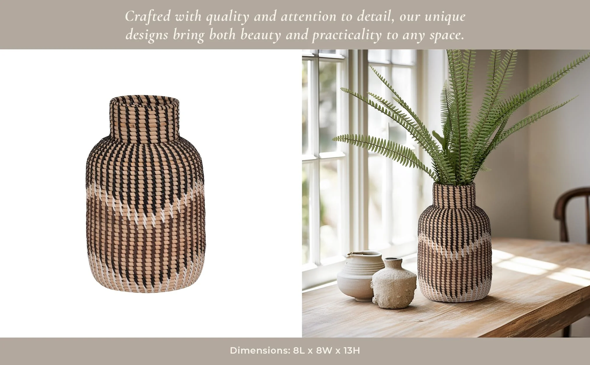 Rattan, 13"h Woven Vase, Multi - Image 11