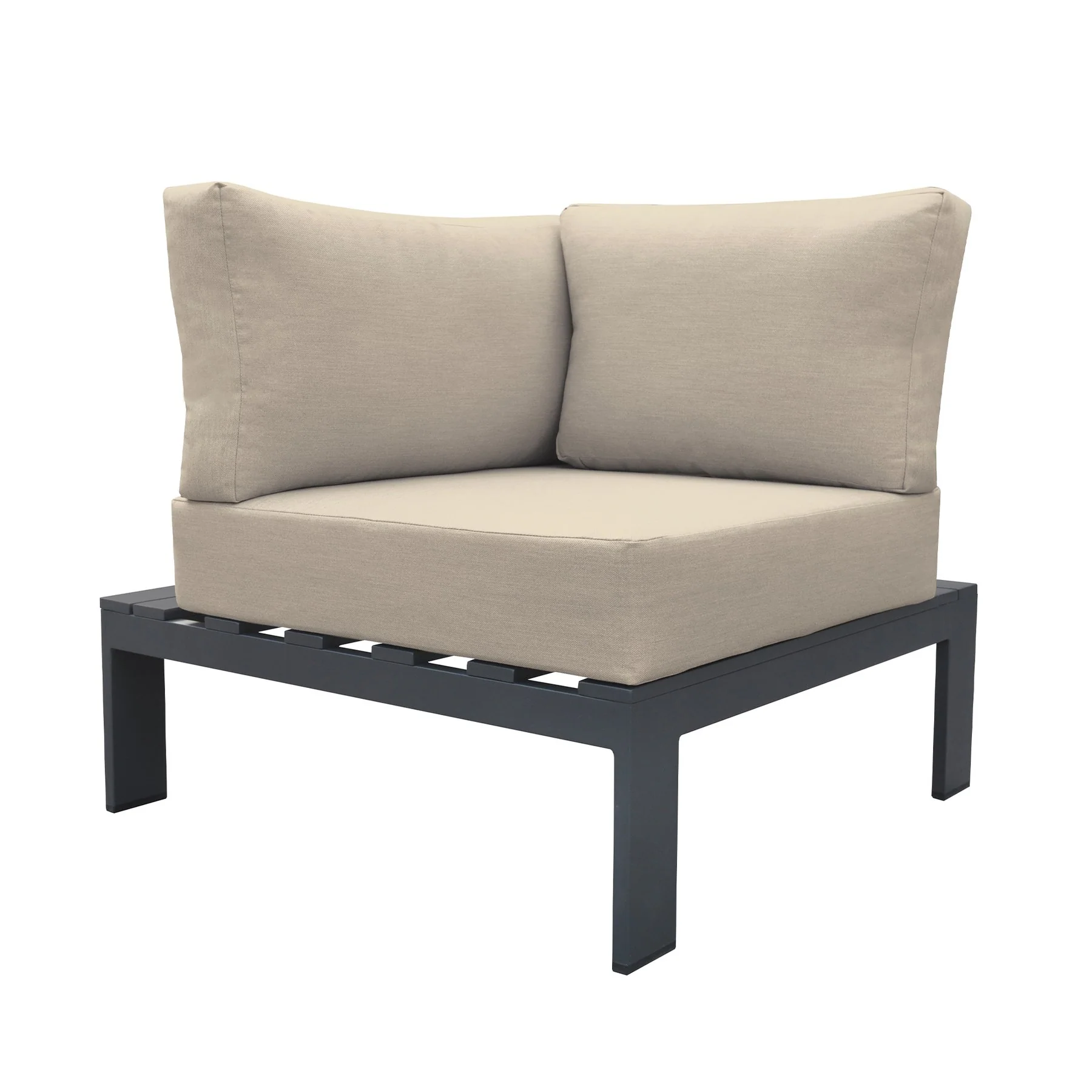 Razor Outdoor 4 piece Sectional set in Dark Gray Finish and Taupe Cushions - Image 4