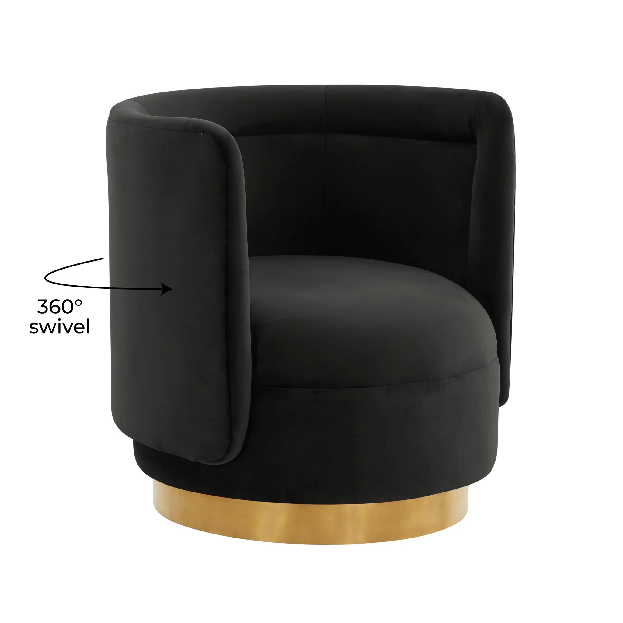Remy Black Velvet Swivel Chair - Image 6