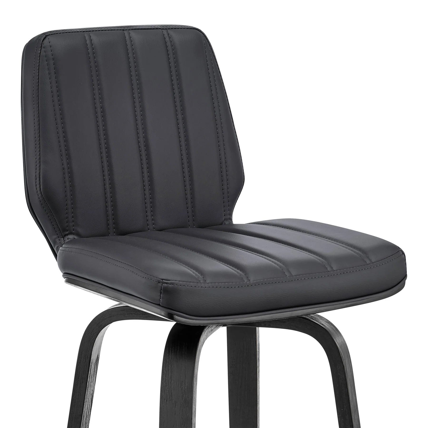 Renee 26" Swivel Gray Faux Leather and Black Wood Bar Stool - Image 6