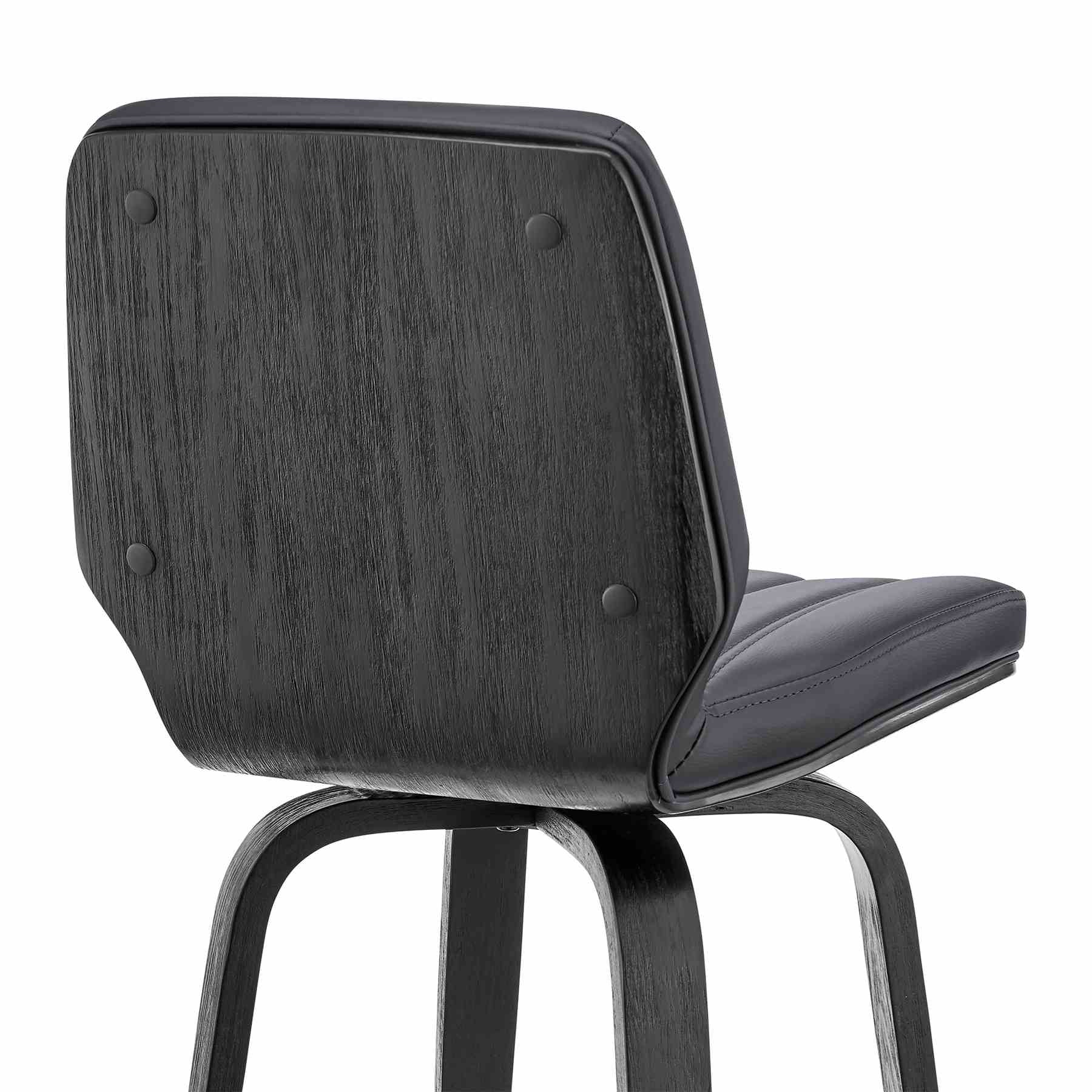 Renee 26" Swivel Gray Faux Leather and Black Wood Bar Stool - Image 7