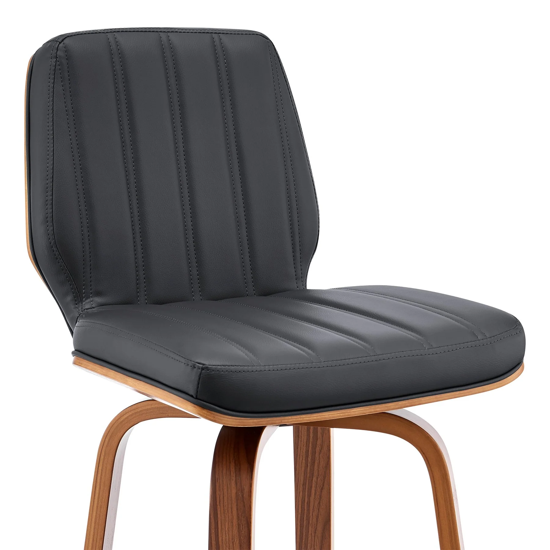 Renee 26" Swivel Gray Faux Leather and Walnut Wood Bar Stool - Image 6