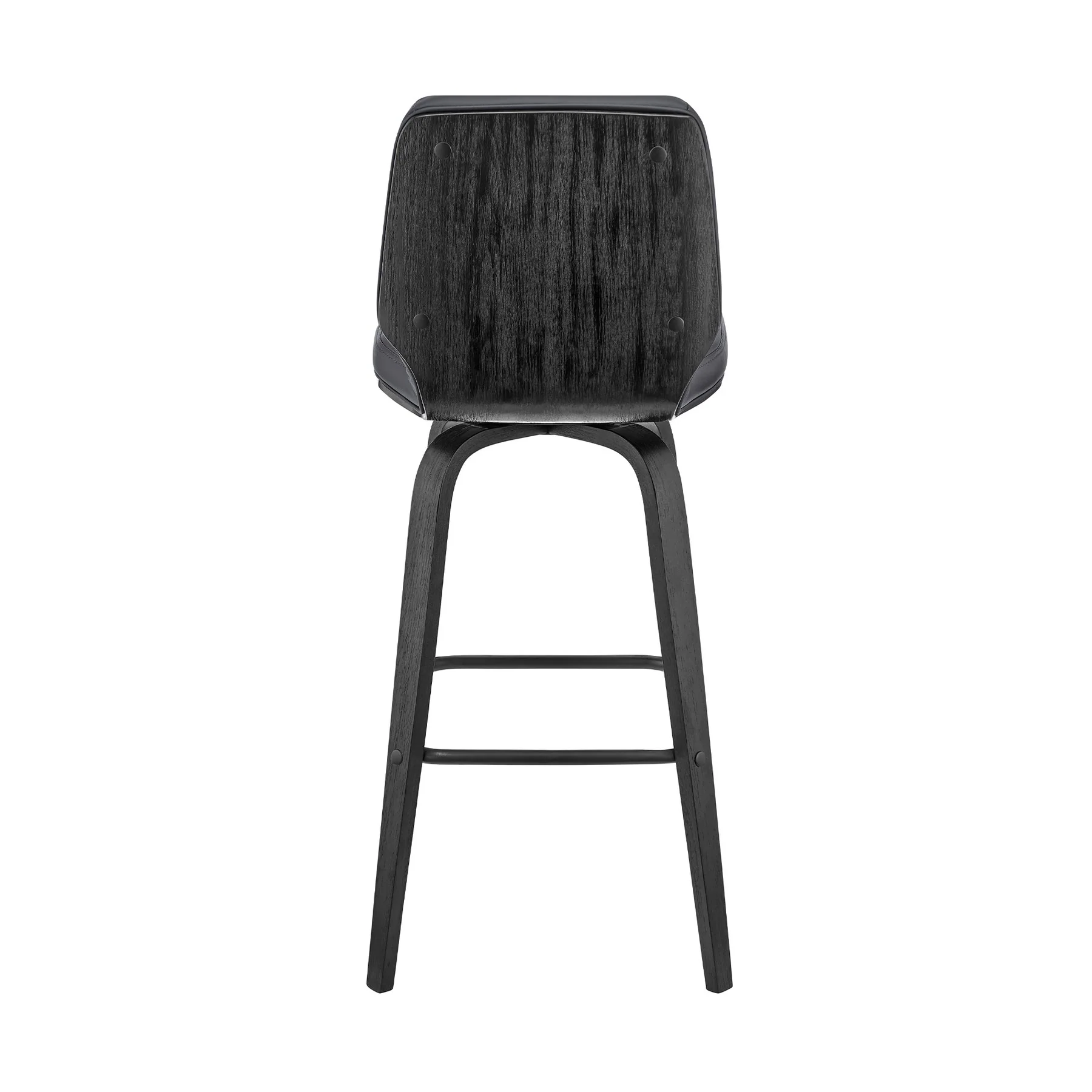 Renee 30" Swivel Gray Faux Leather and Black Wood Bar Stool - Image 5