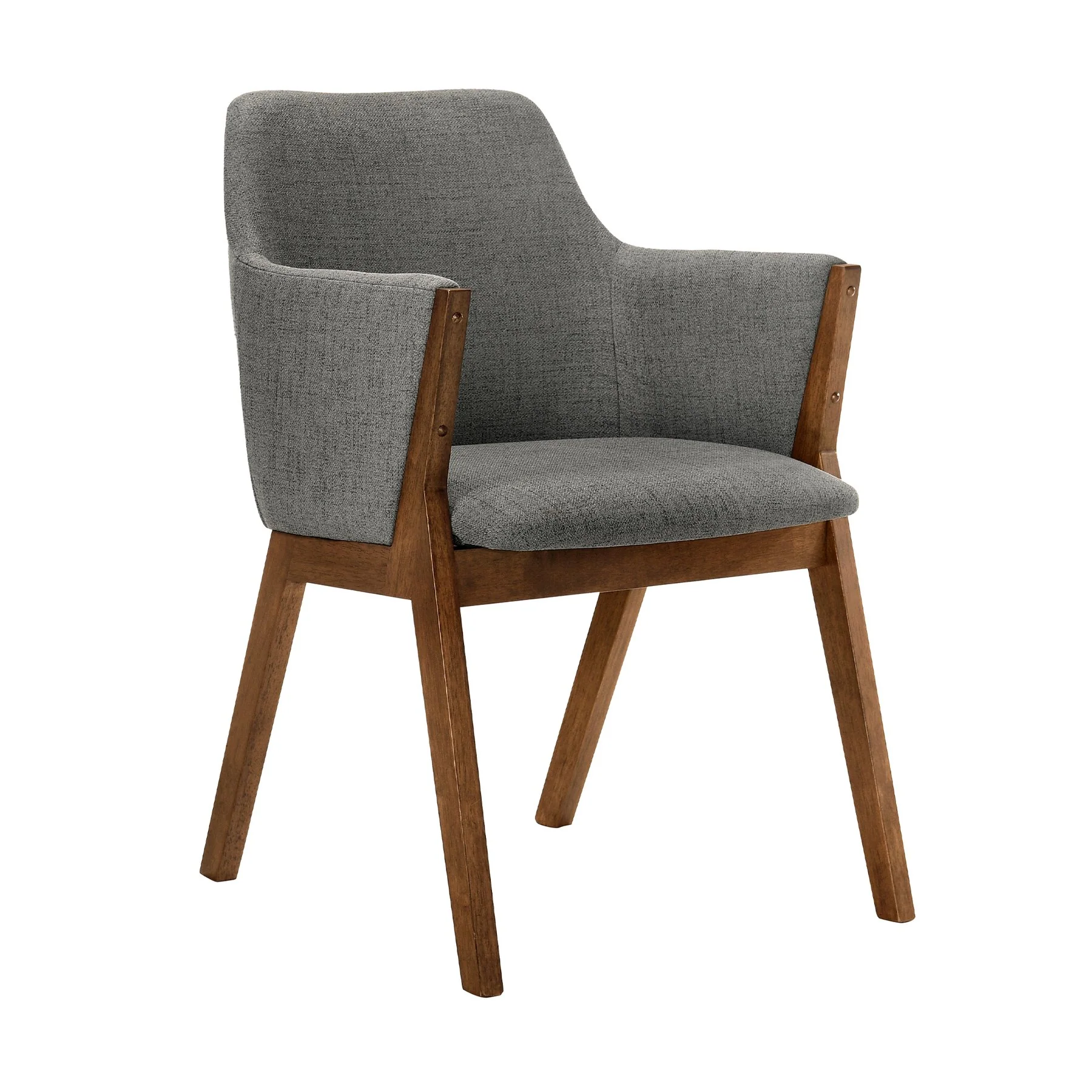 Renzo Charcoal Fabric and Walnut Wood Dining Side Chairs - Set of 2 - Image 2