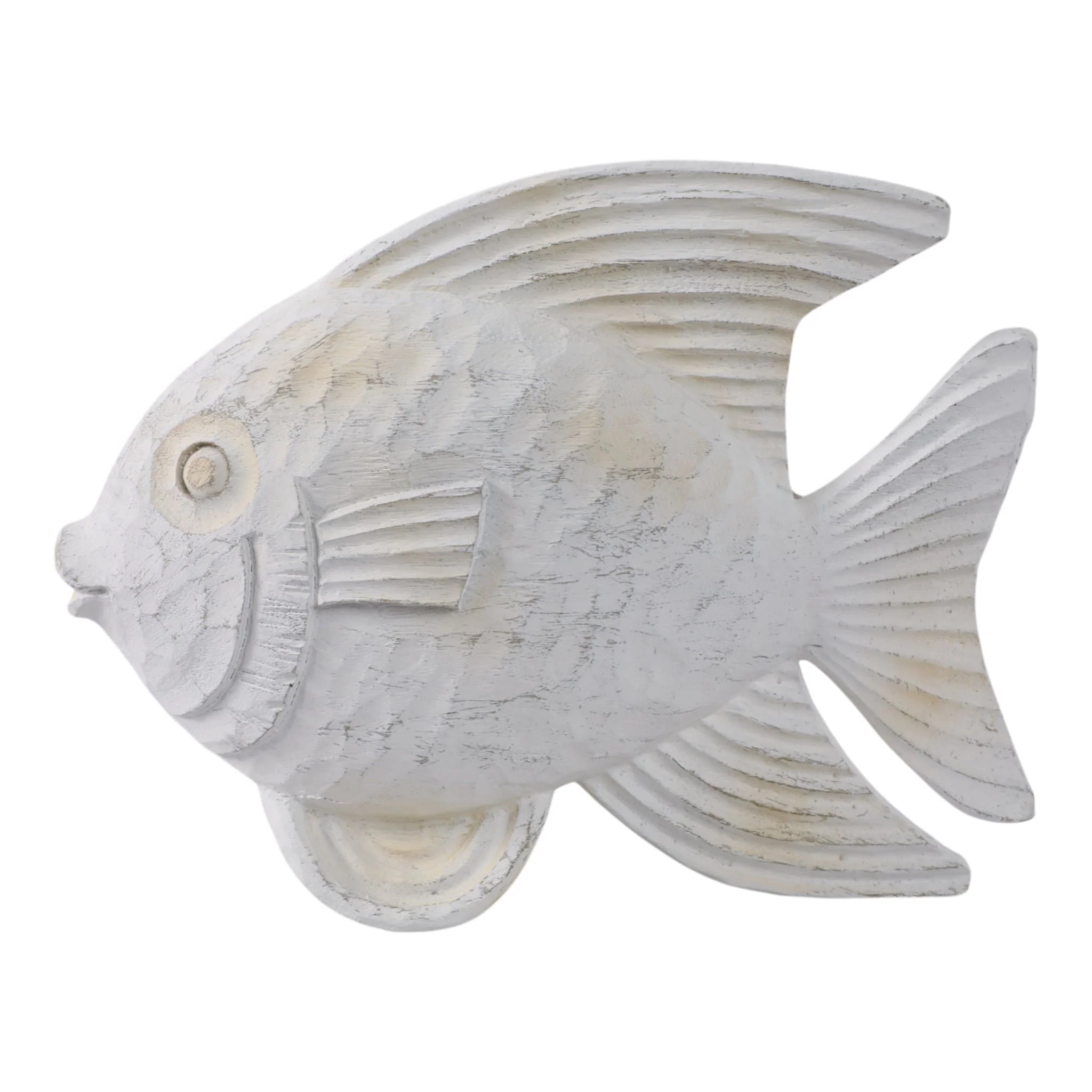 Resin 10" Fish Figurine, Whitewash