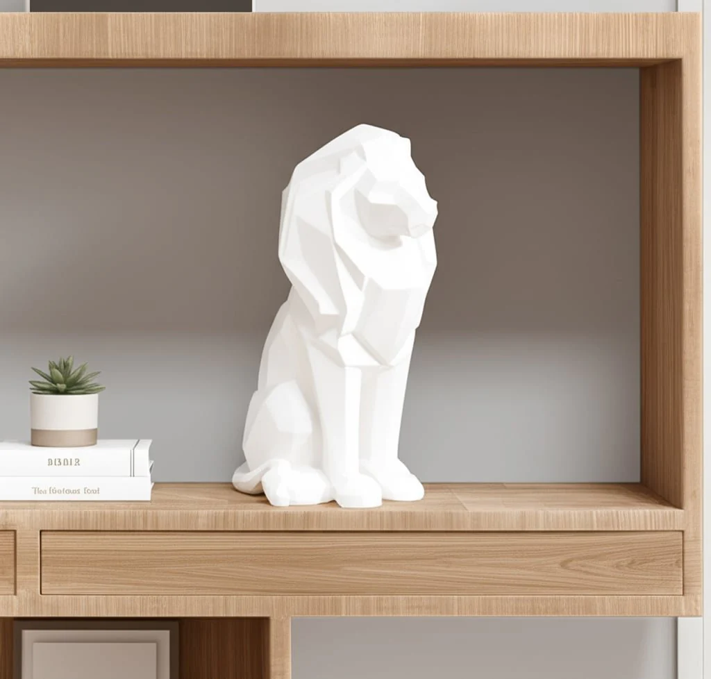 Resin 11"h Sitting Lion, White - Image 8