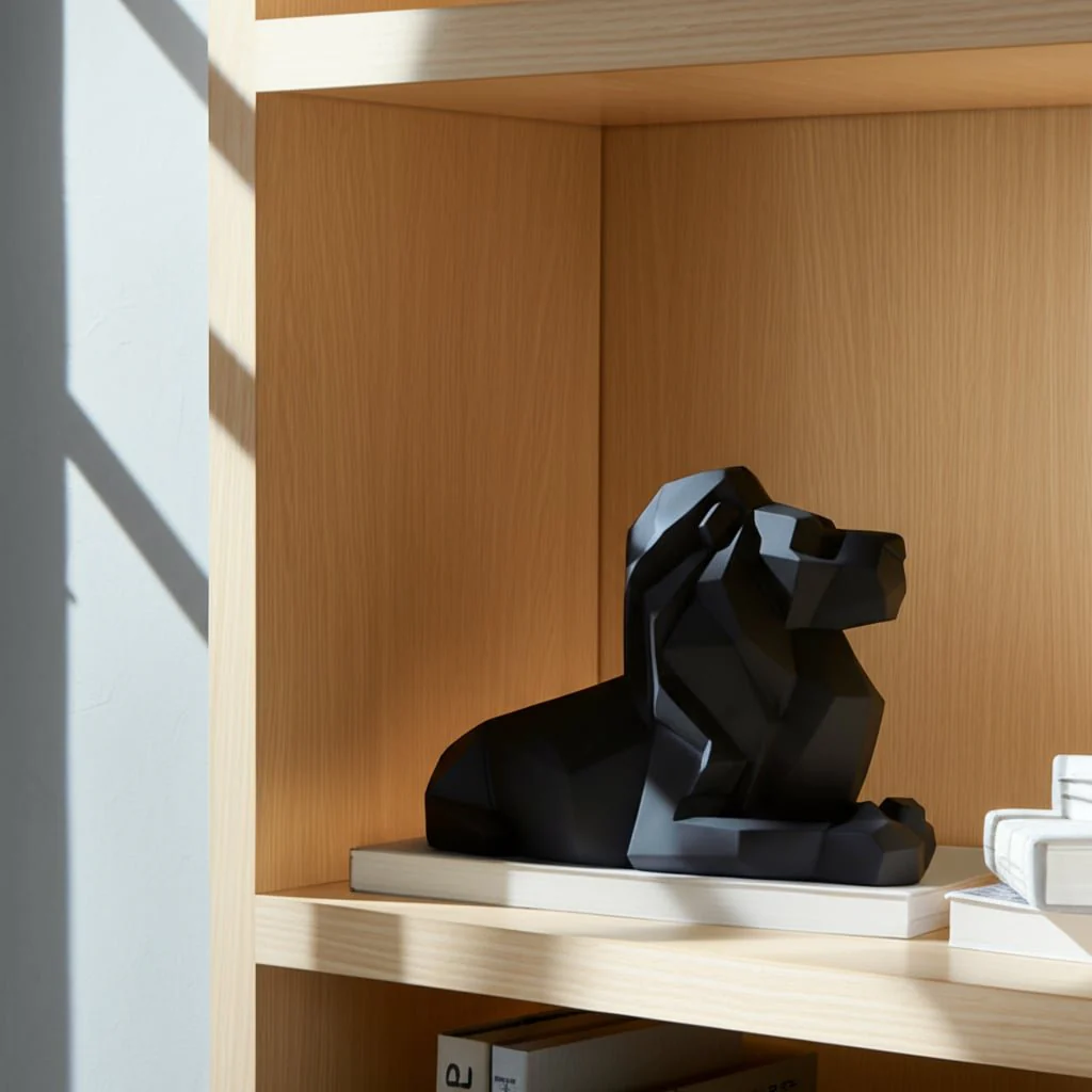 Resin 13" Laying Lion, Black - Image 9
