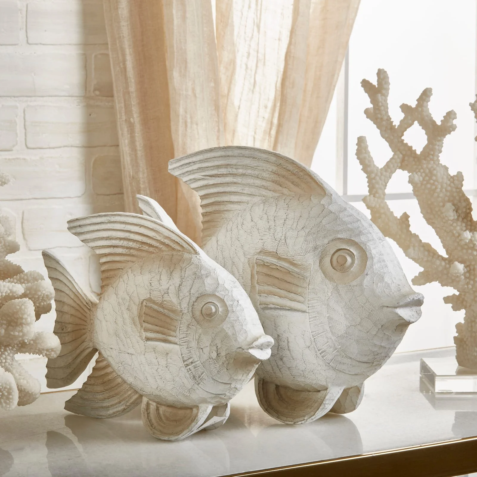 Resin 14" Fish Figurine, White Wash - Image 6