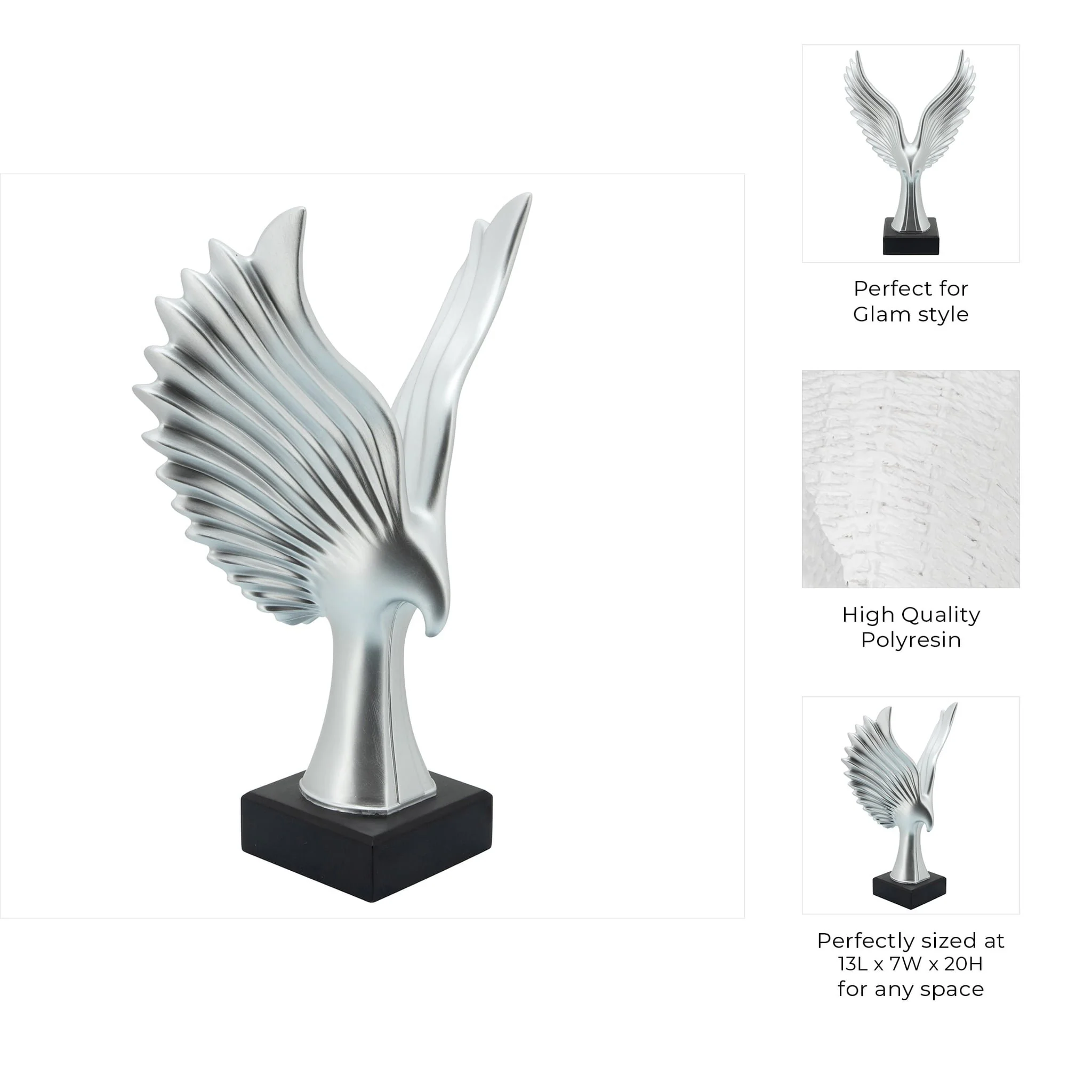 Resin 20"h Eagle Table Accent, Silver - Image 7