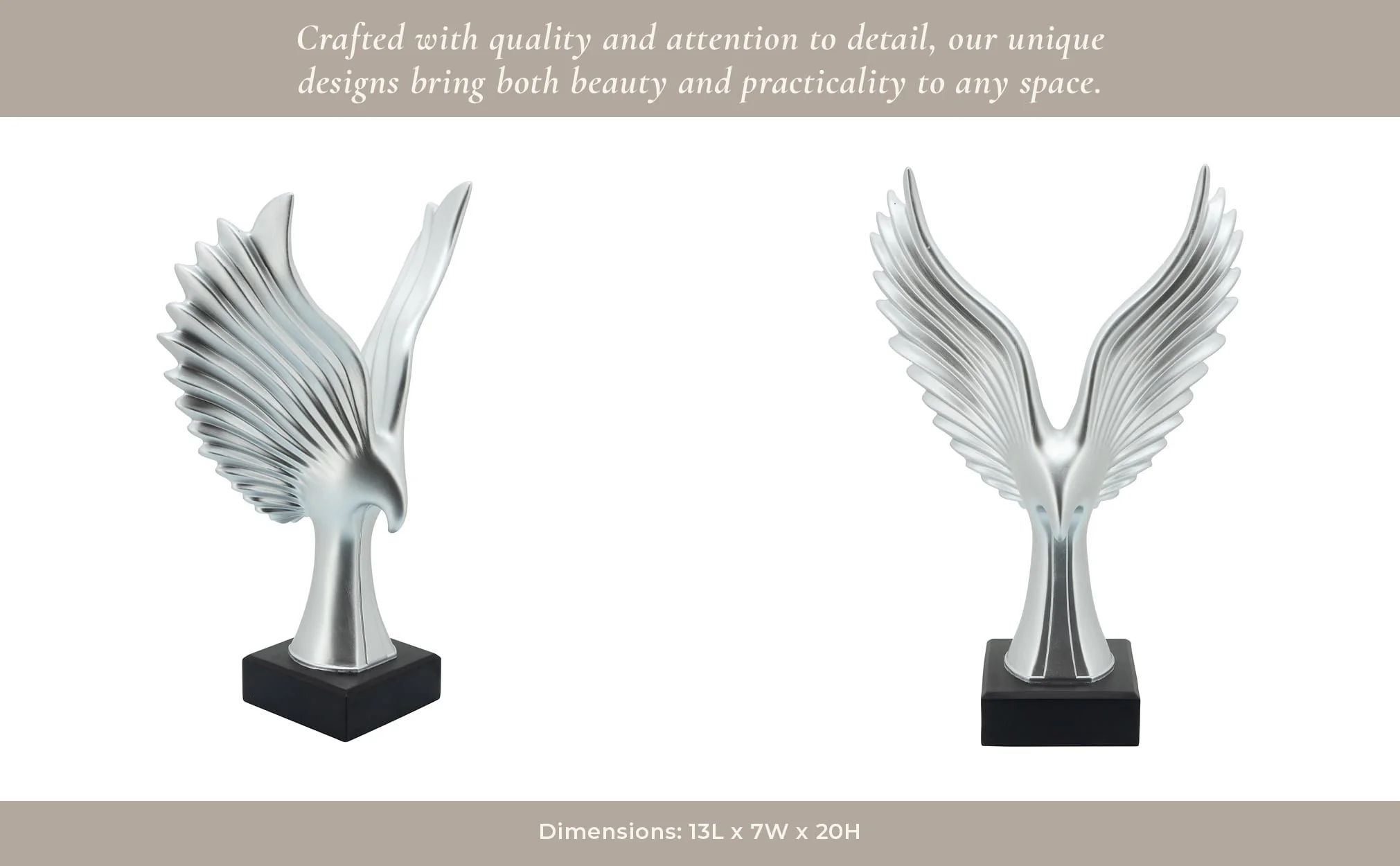 Resin 20"h Eagle Table Accent, Silver - Image 9