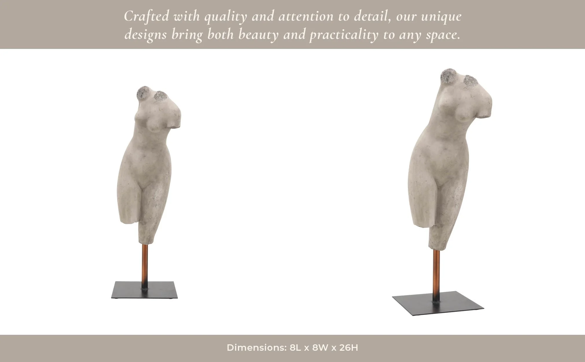 Resin, 26"h Torso, Gray Kd - Image 11