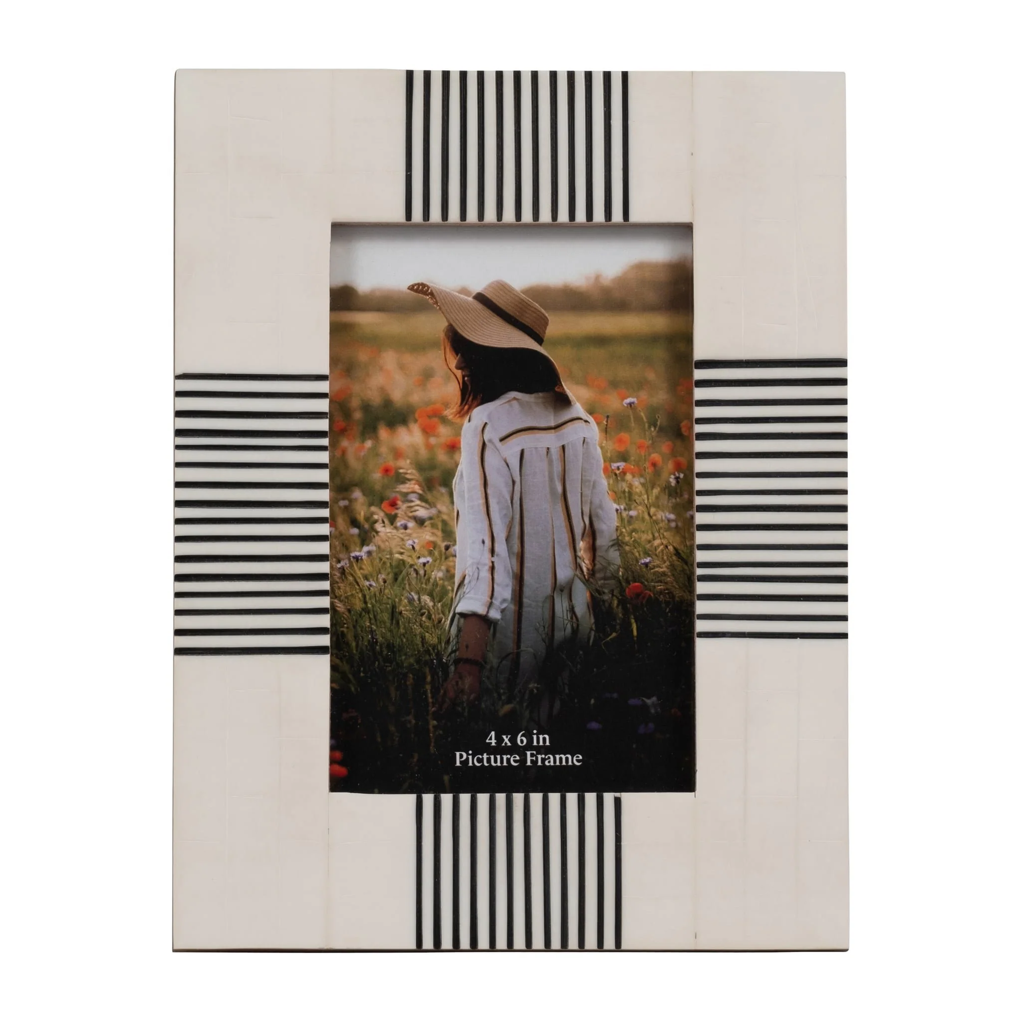 Resin, 4x6 Abstract Photo Frame, Black/white