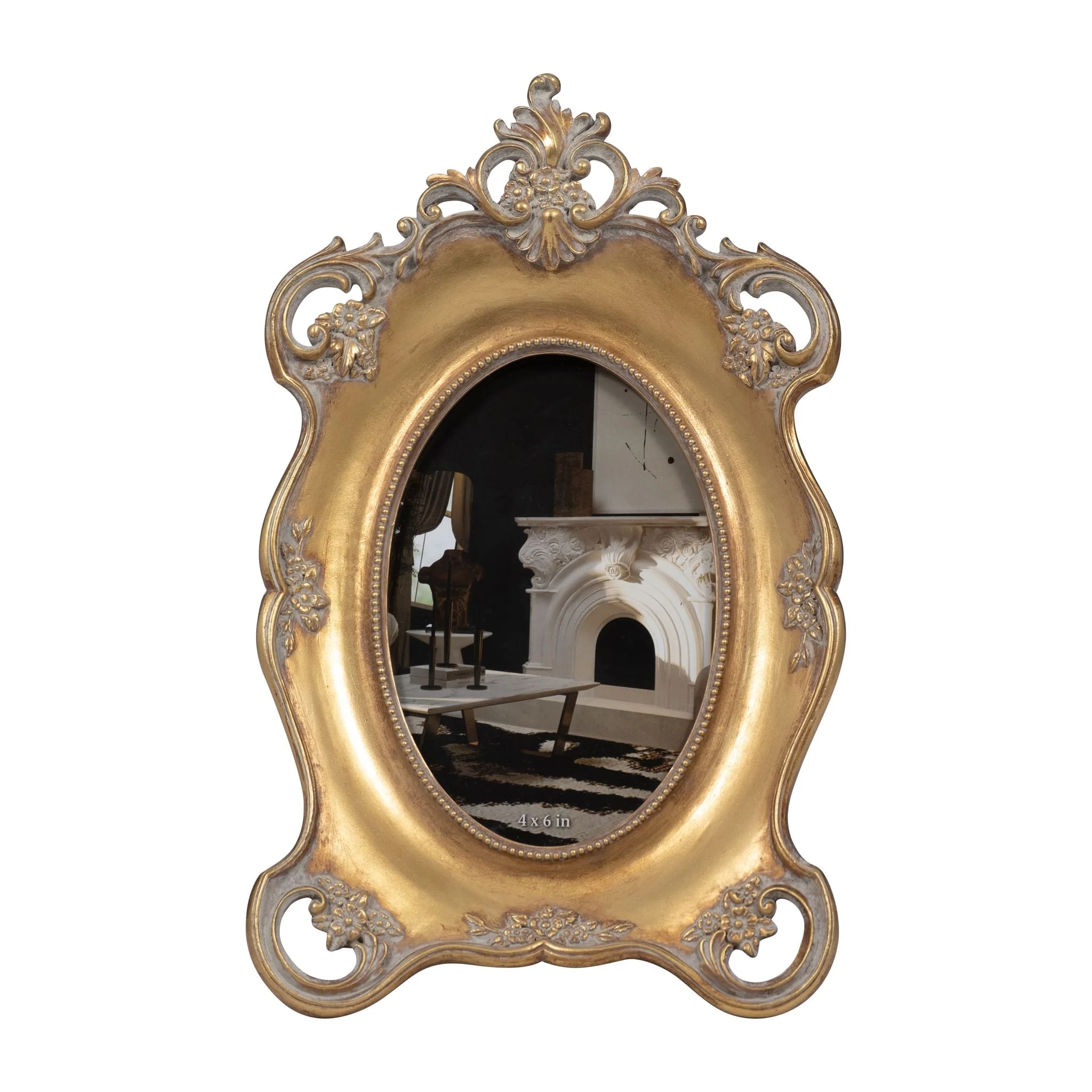 Resin, 4x6 Baroque Photo Frame, Gold
