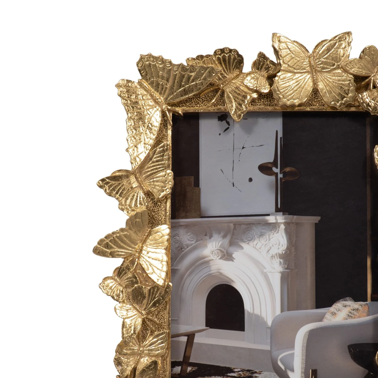 Resin, 4x6 Butterflies Photo Frame, Gold - Image 4