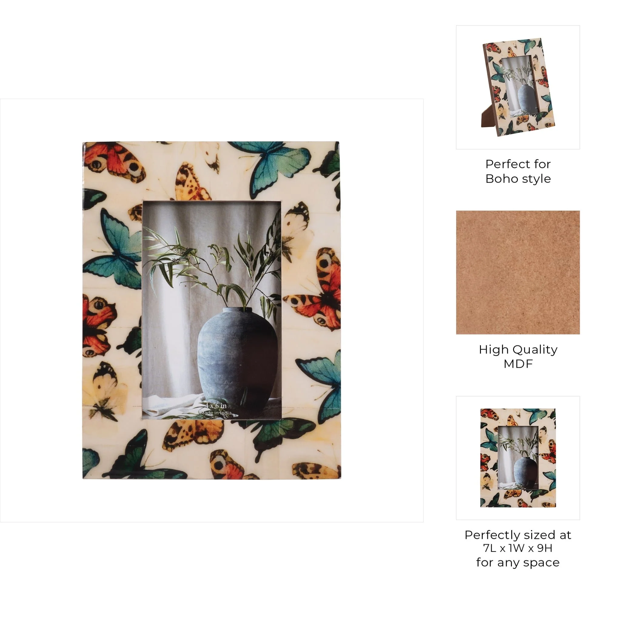 Resin, 4x6 Butterflies Photo Frame, Multi - Image 8