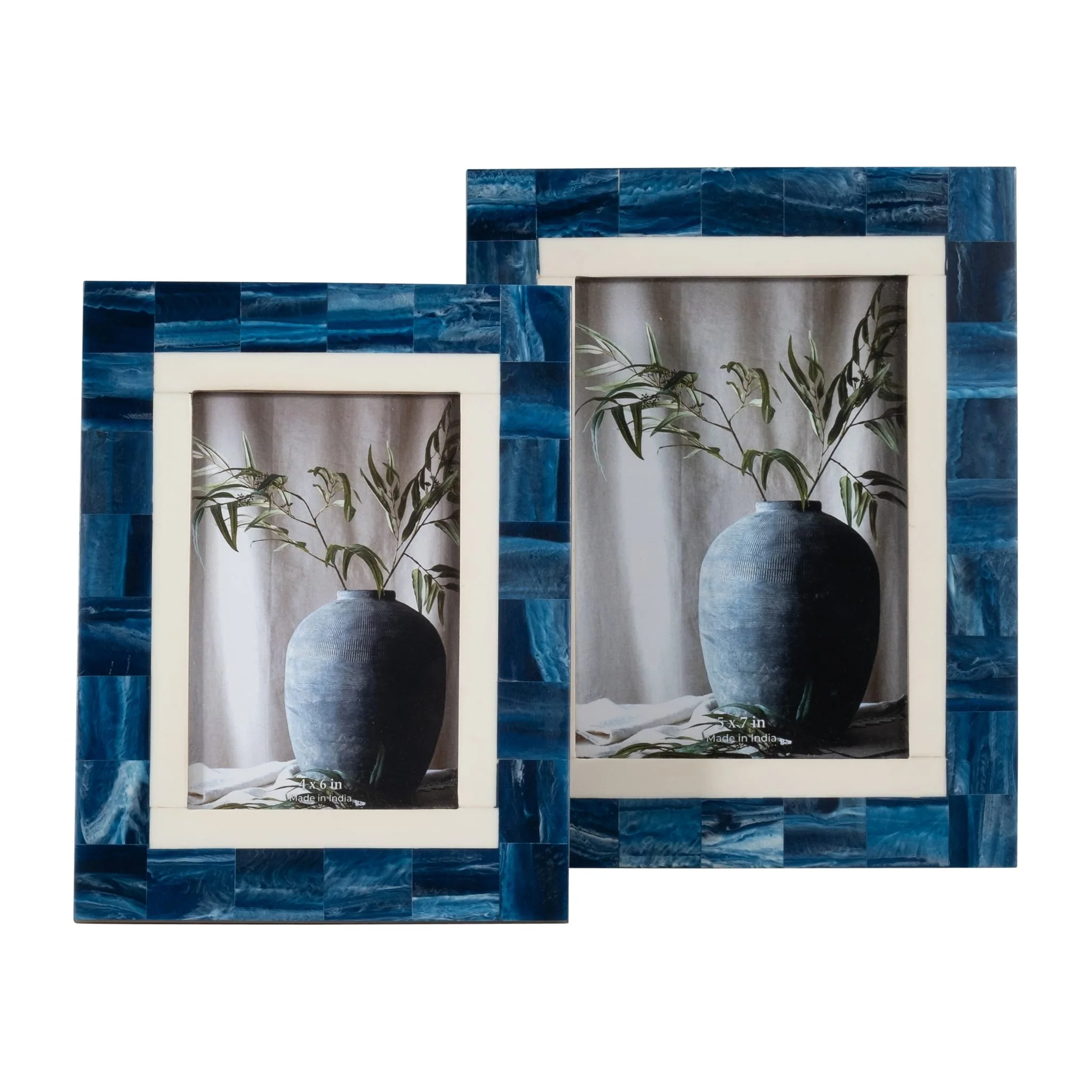 Resin, 4x6 Navy & White Border Photo Frame, Navy/w - Image 6
