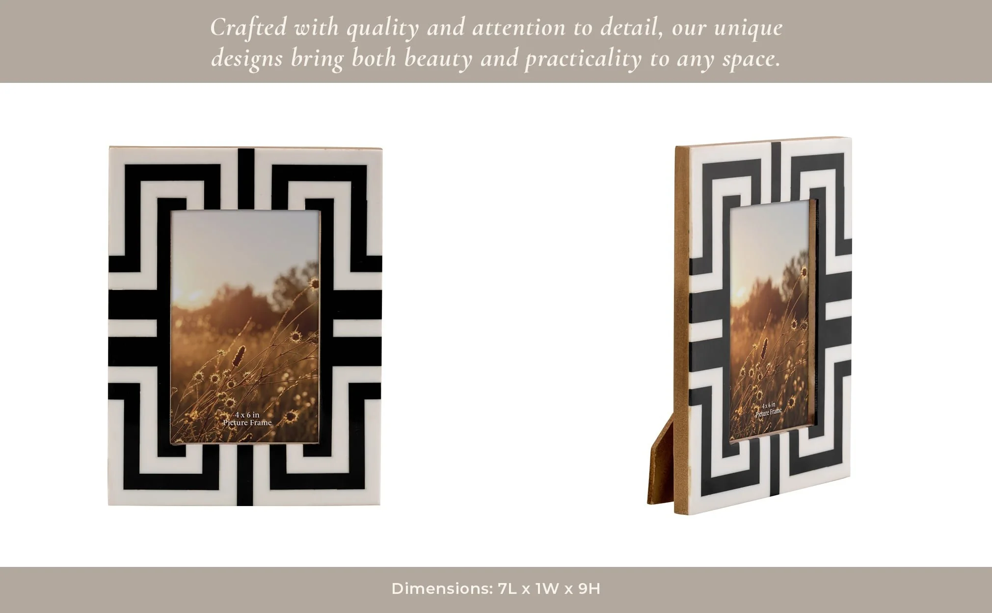 Resin, 4x6 Photo Frame, Black/white - Image 12