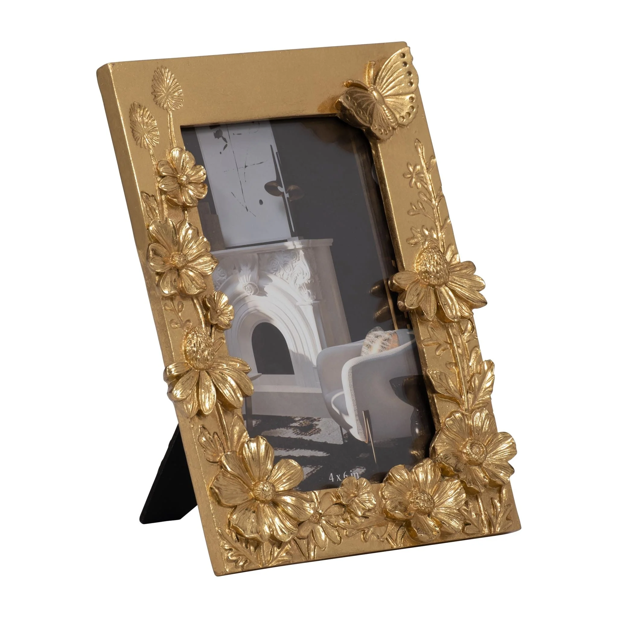 Resin, 4x6 Spring Time Photo Frame, Gold - Image 2