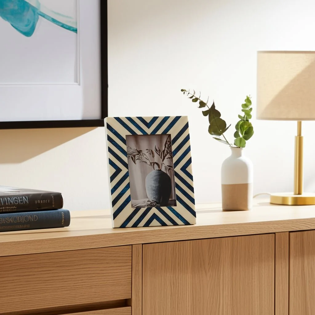Resin, 4x6 Striped Photo Frame, Blue - Image 12