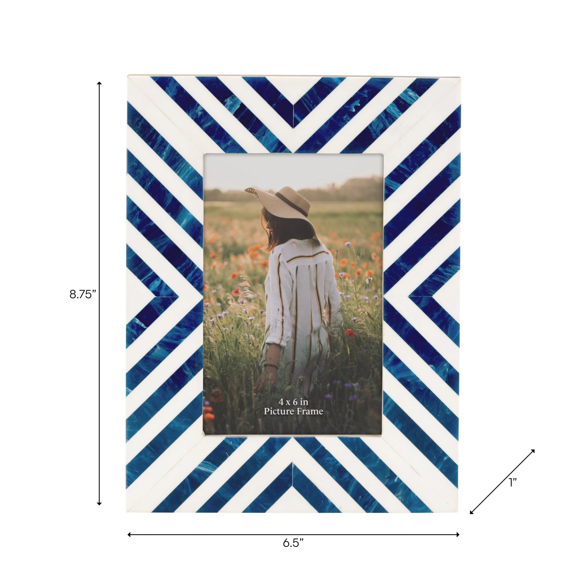 Resin, 4x6 Striped Photo Frame, Blue - Image 7