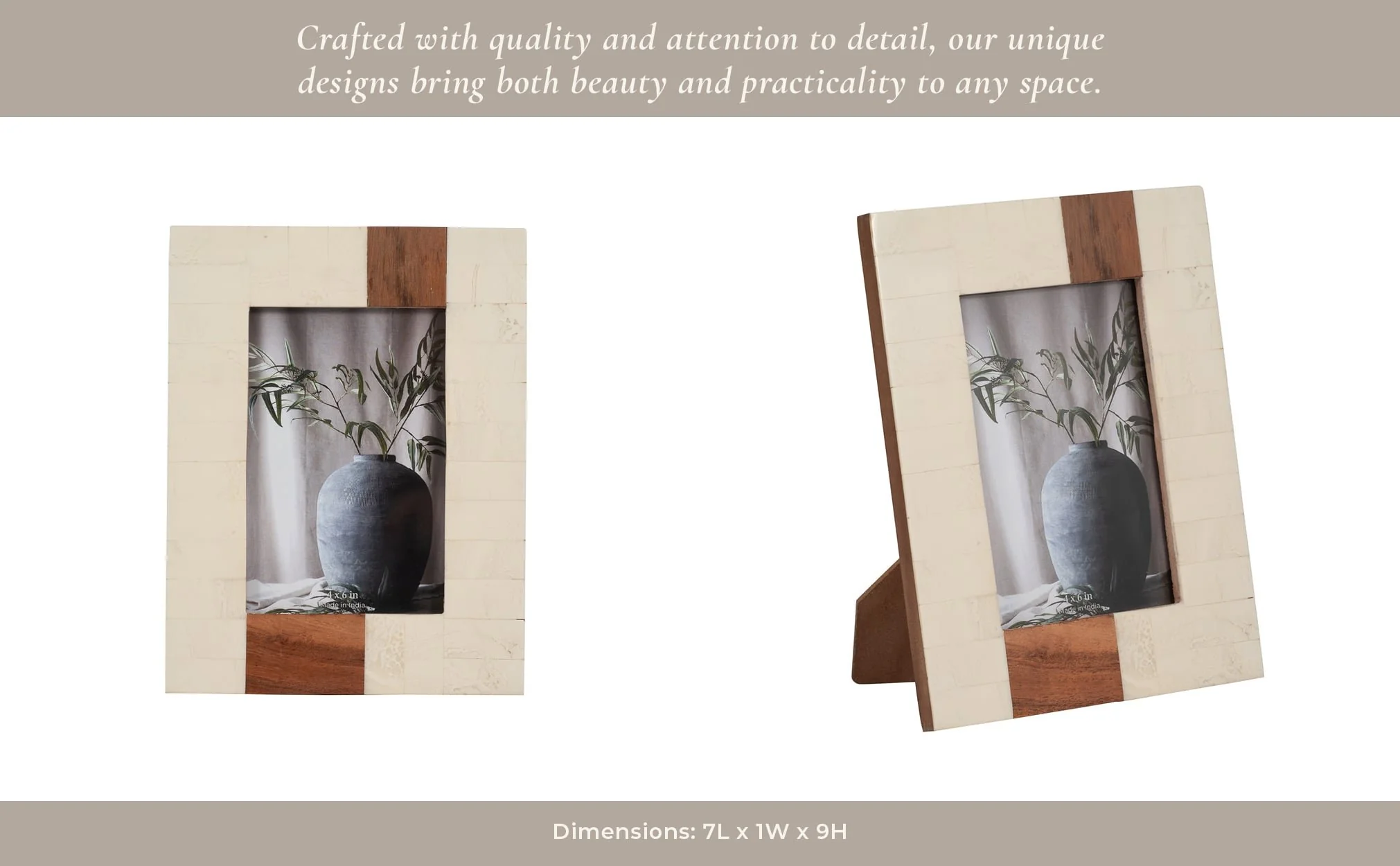 Resin, 4x6 Wood Stripe Photo Frame, Ivory/brown - Image 12