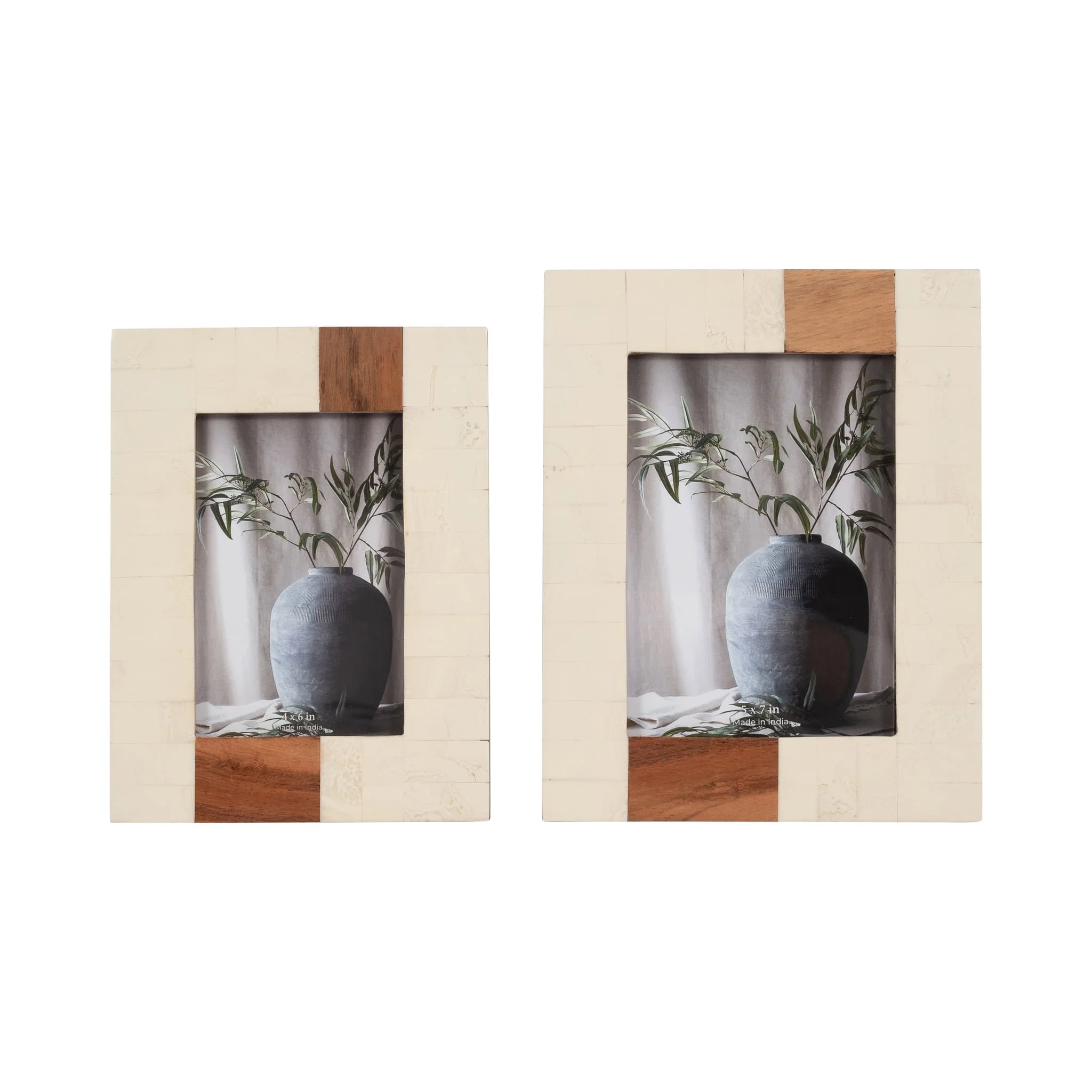 Resin, 4x6 Wood Stripe Photo Frame, Ivory/brown - Image 6
