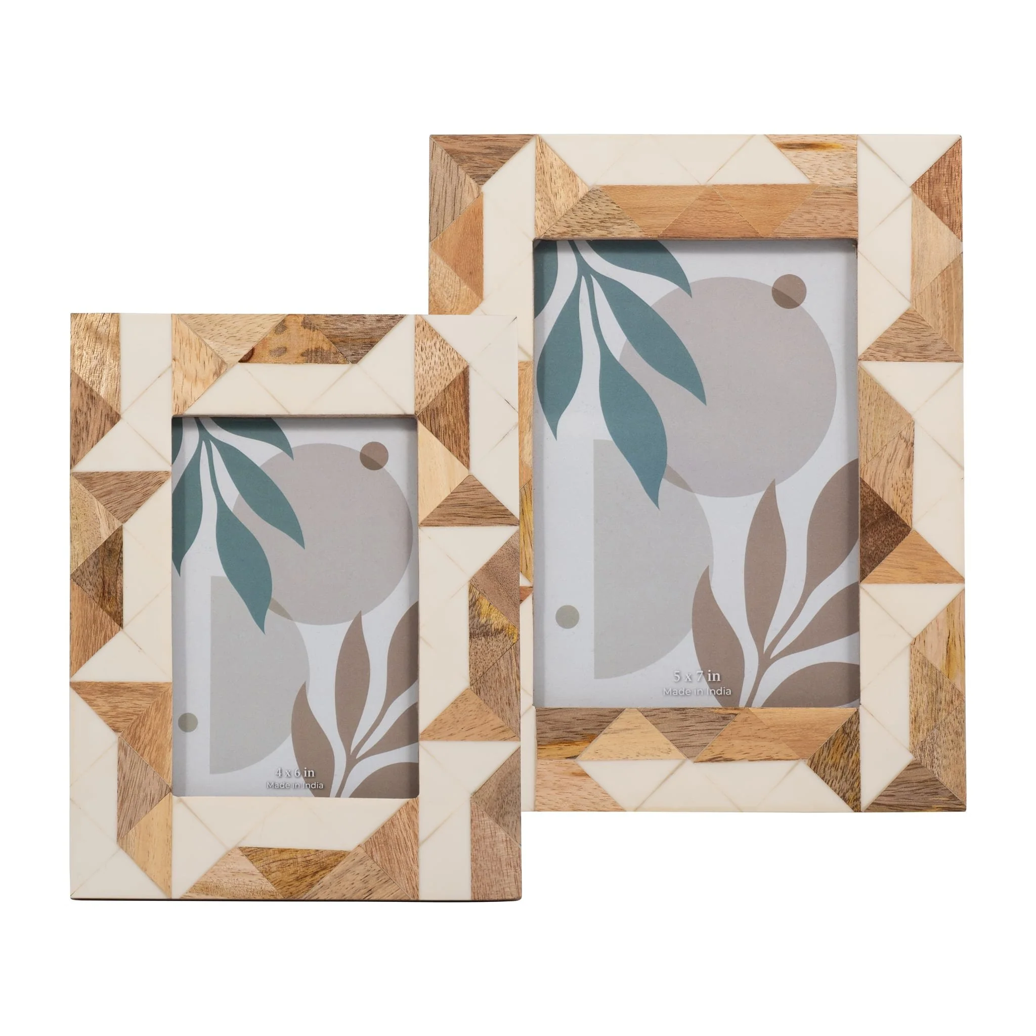 Resin, 4x6 Wood & White Geometric Photo Frame, Whi - Image 6