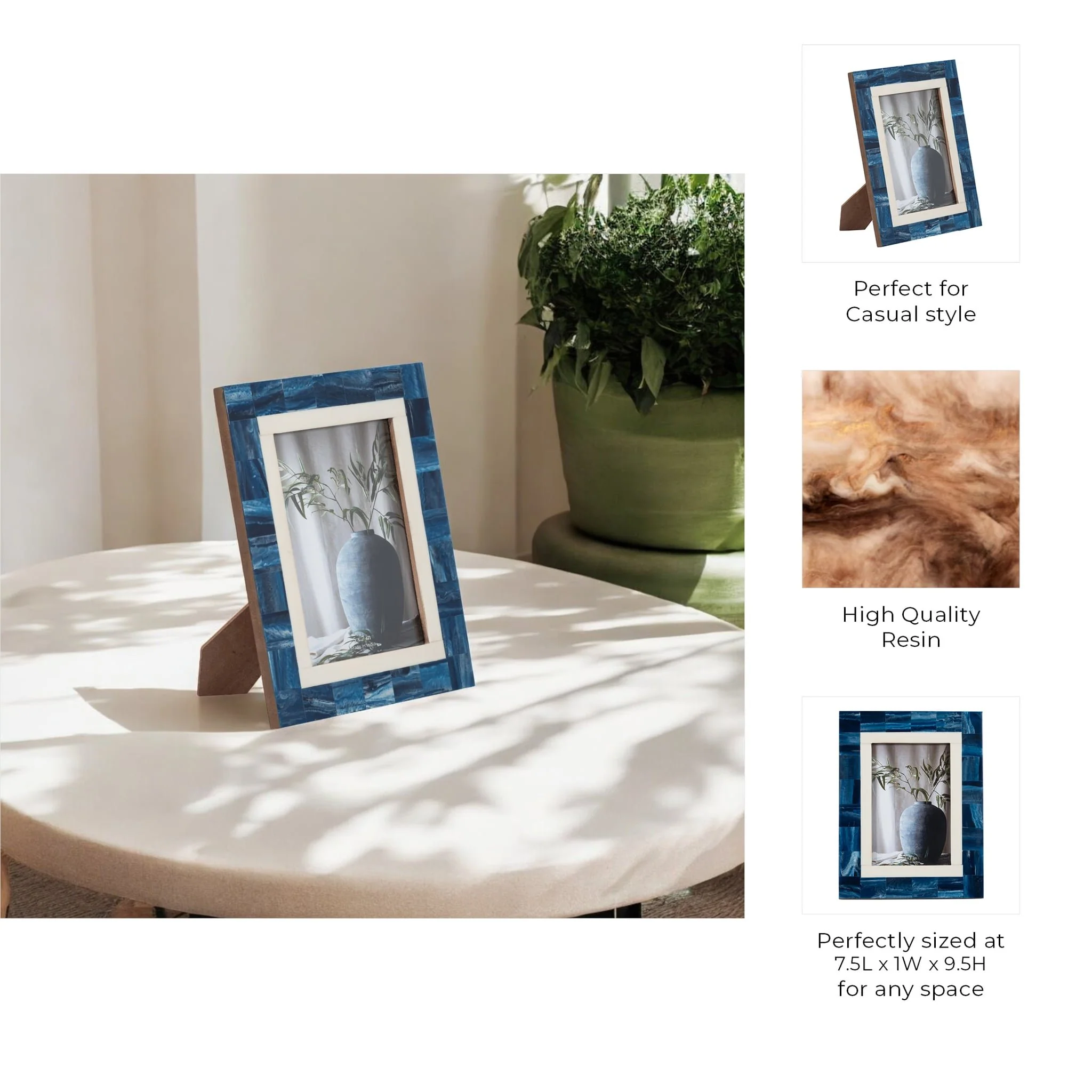 Resin, 5x7 Navy & White Border Photo Frame, Navy/w - Image 8